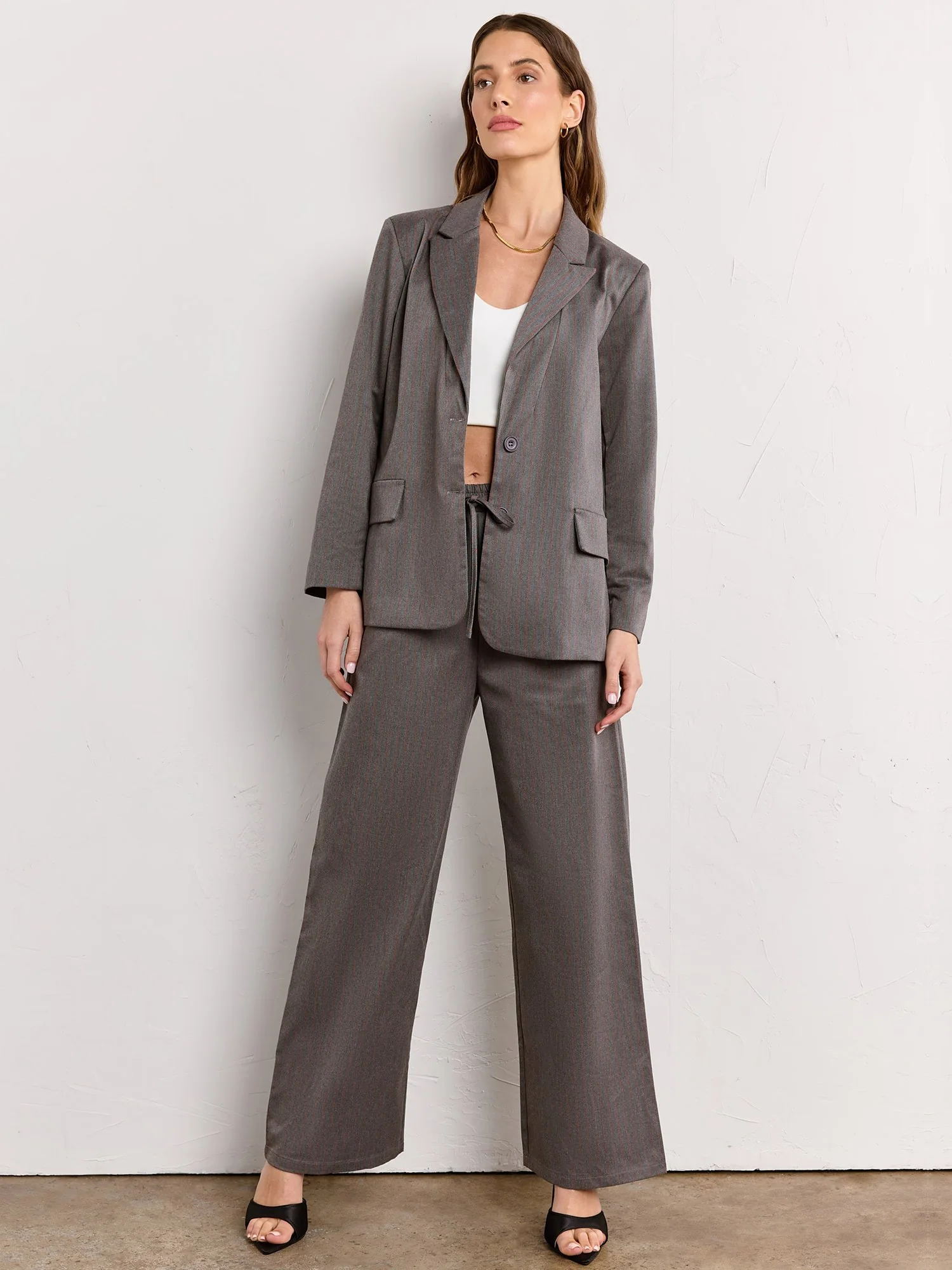 Lumiere Single Button Pinstripe Blazer - Brands We Love - Image 3