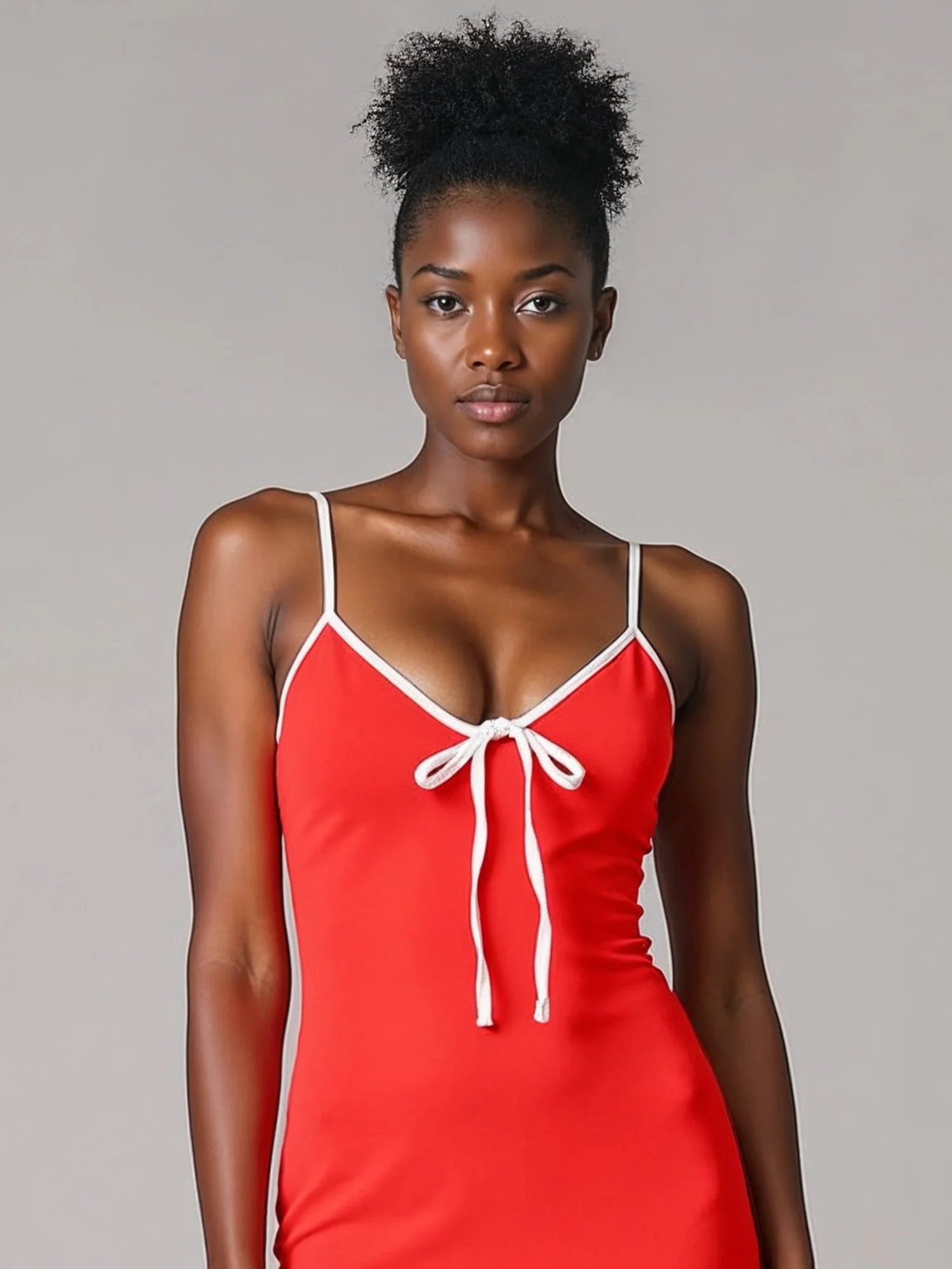 Contrast Trim Knit Bow Tank Midi Dress - Image 4
