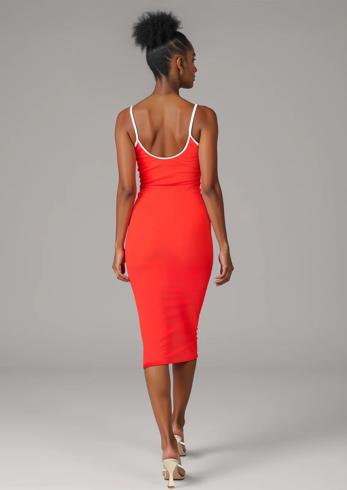 Contrast Trim Knit Bow Tank Midi Dress - Image 5