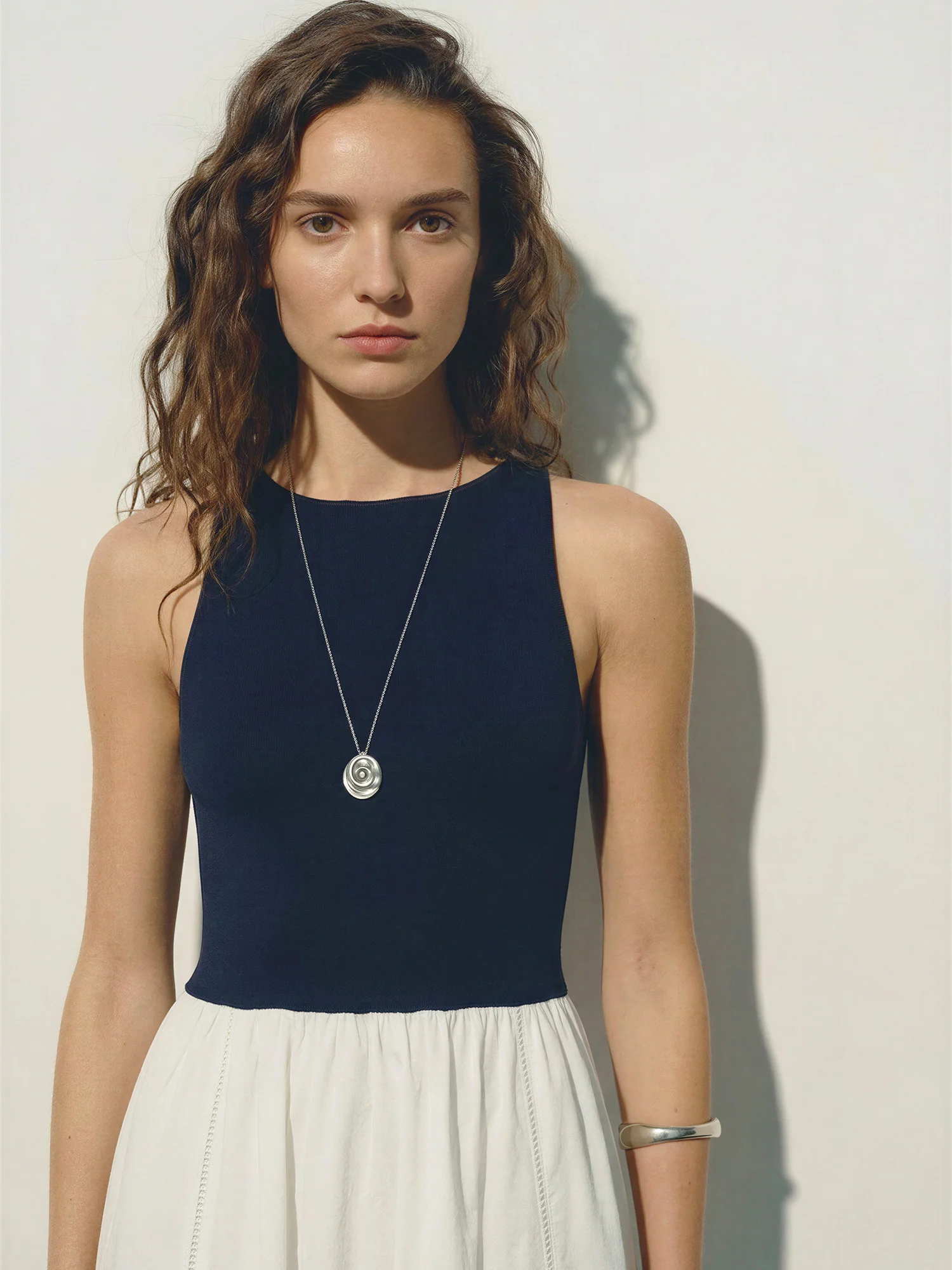 Sleeveless Crew Neck Border Trim Fit And Flare Maxi Dress - Image 3
