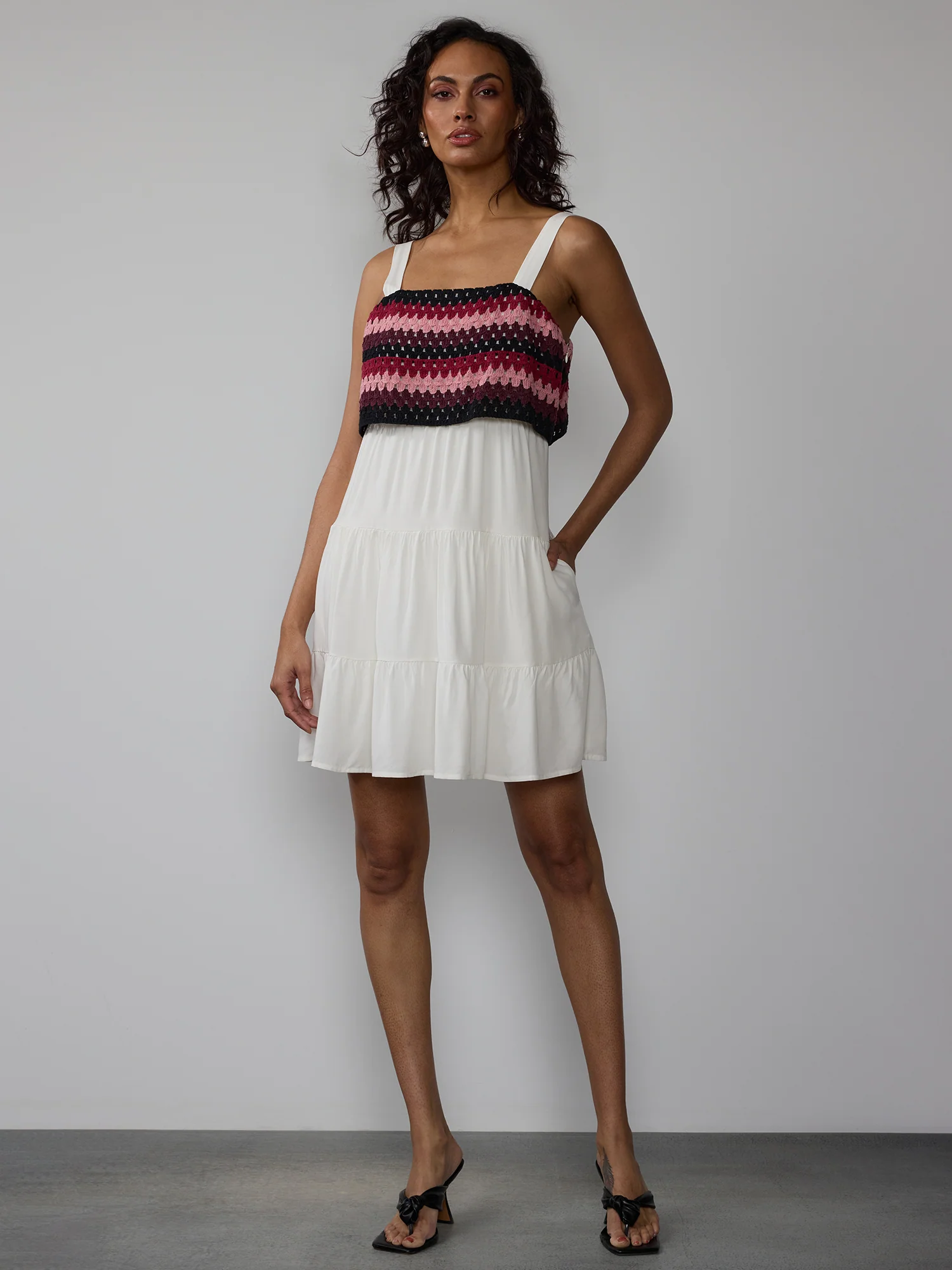 Sleeveless Crochet Bodice Midi Dress - Image 5
