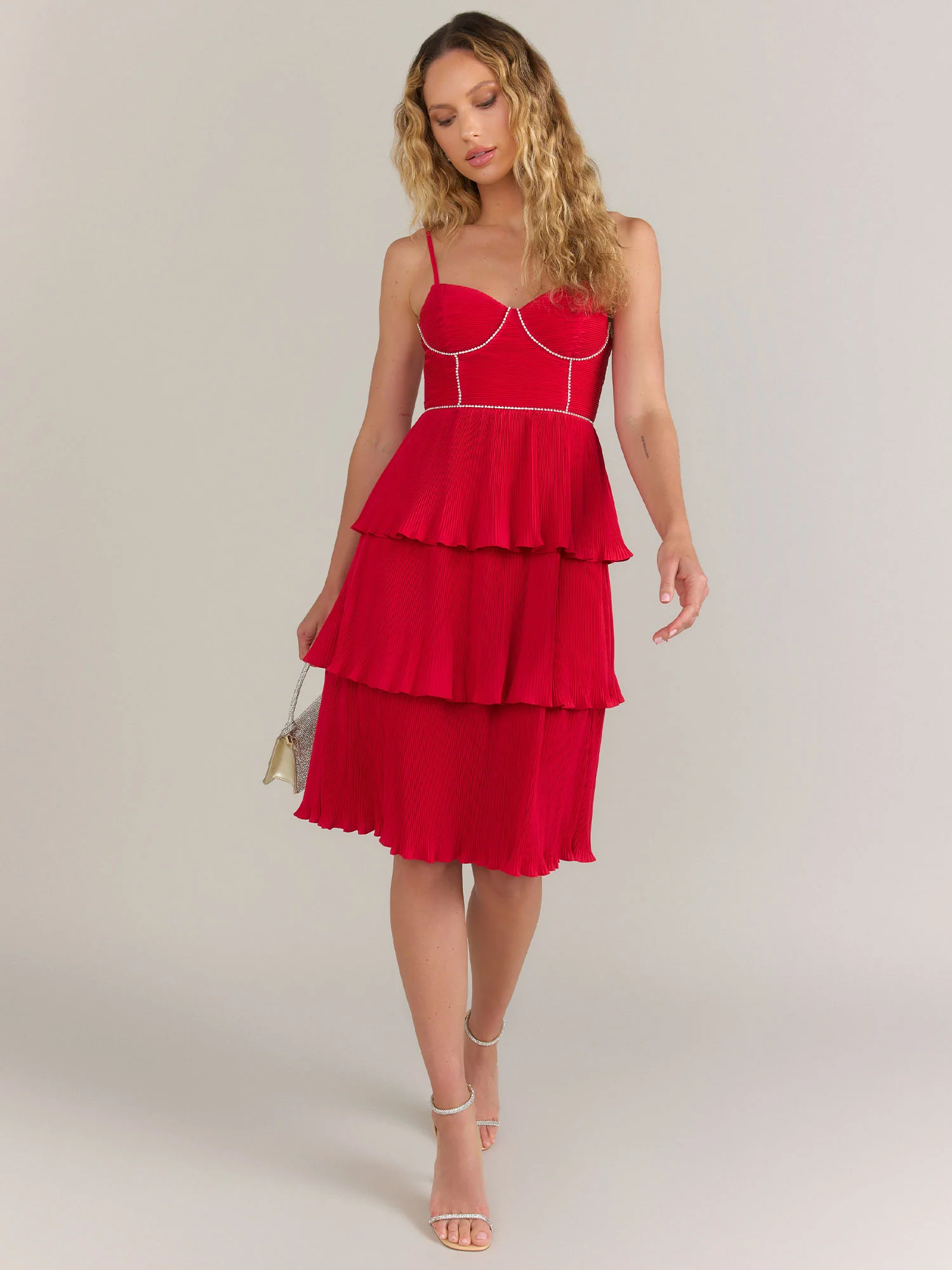 Do + Be Crystal Chain Pleated Tiered Dress - Brands We Love - Image 4
