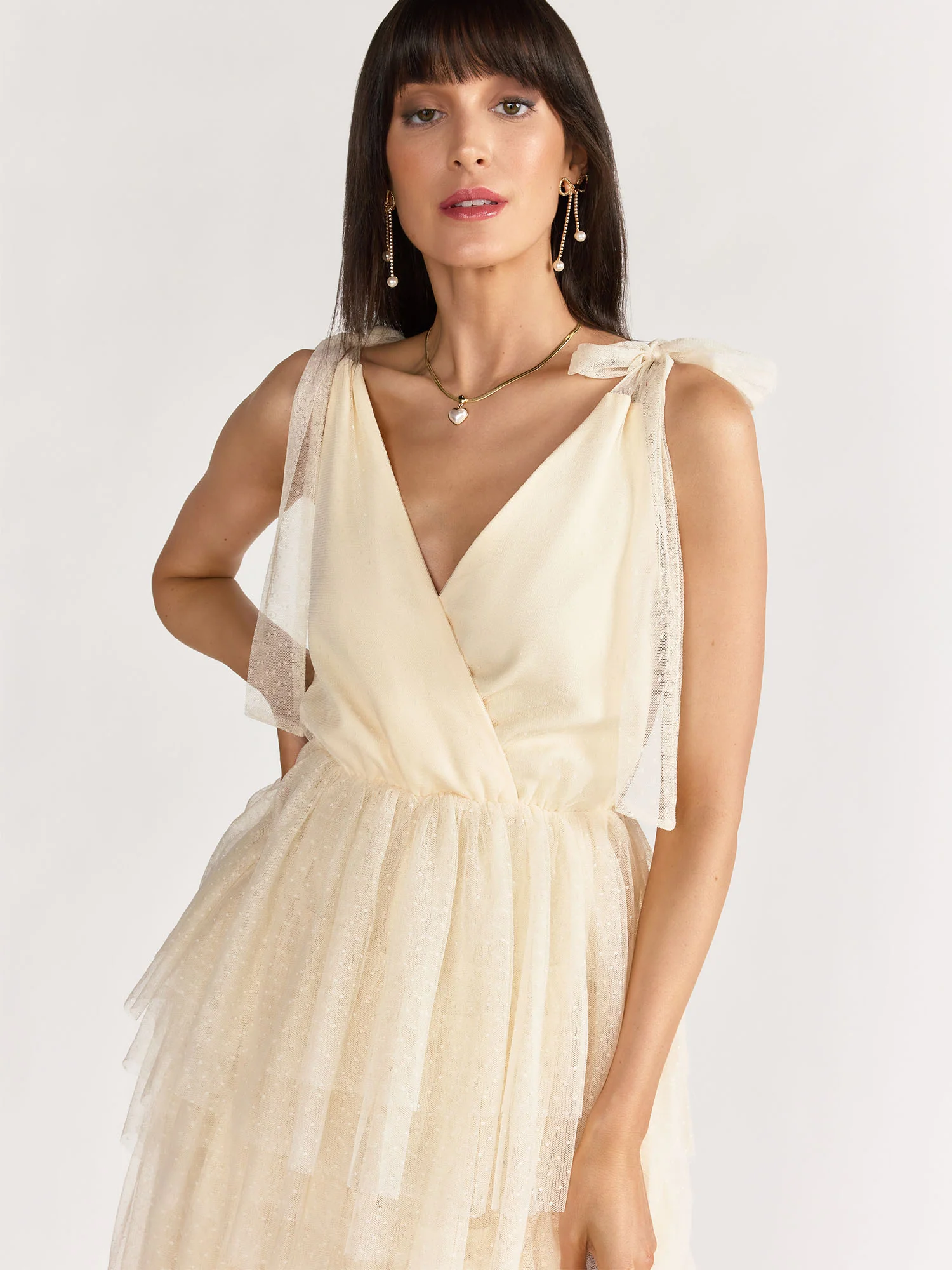 Just Me Sleeveless Mesh Tiered Gown - Brands We Love - Image 2
