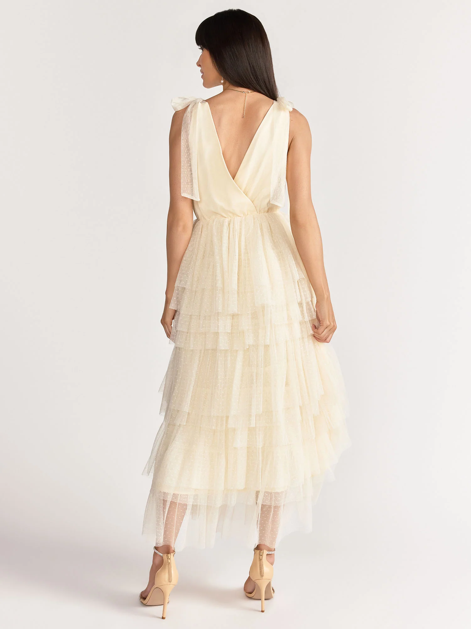 Just Me Sleeveless Mesh Tiered Gown - Brands We Love - Image 3