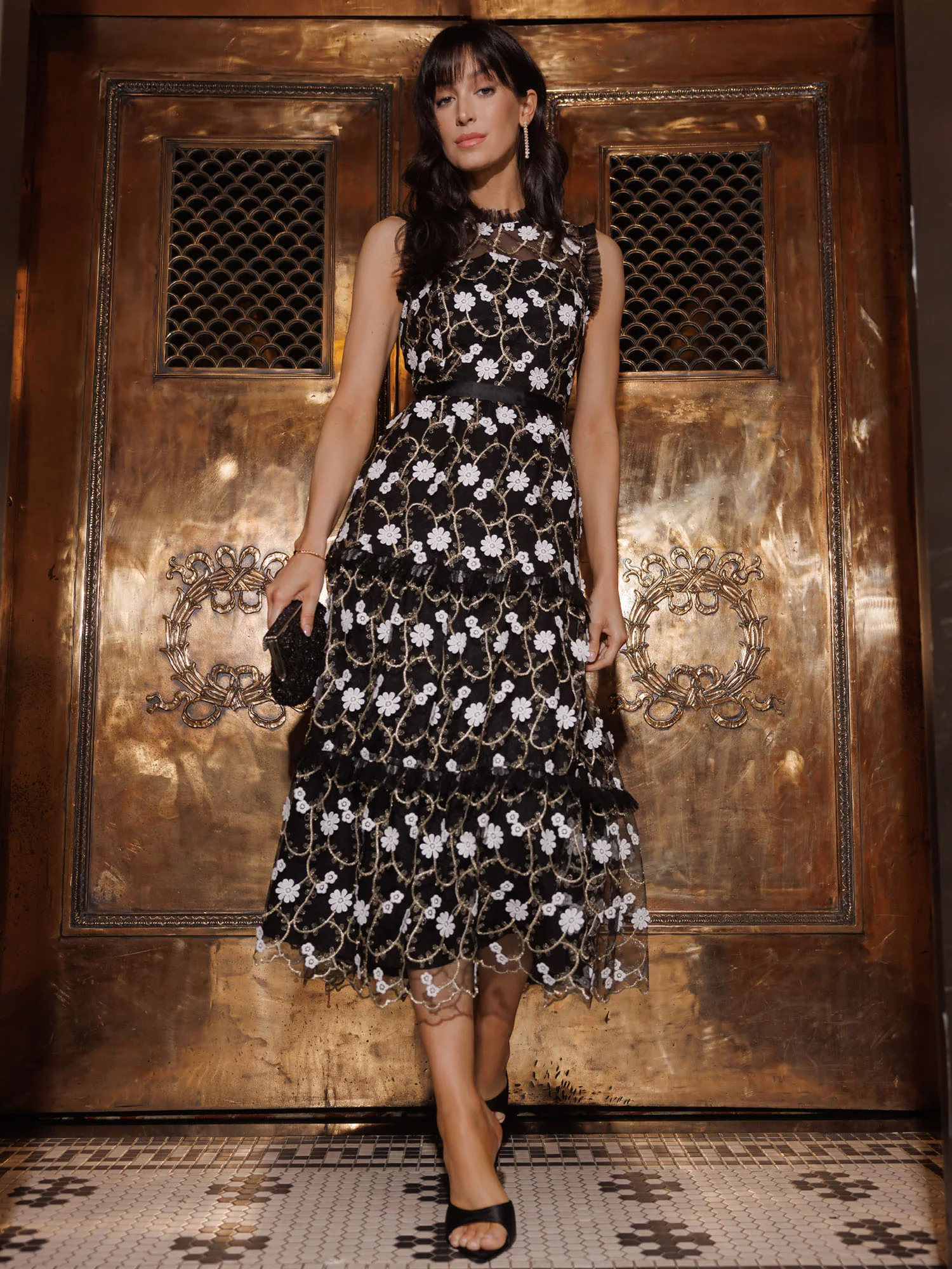Just Me Sleeveless Floral Midi Dress - Brands We Love
