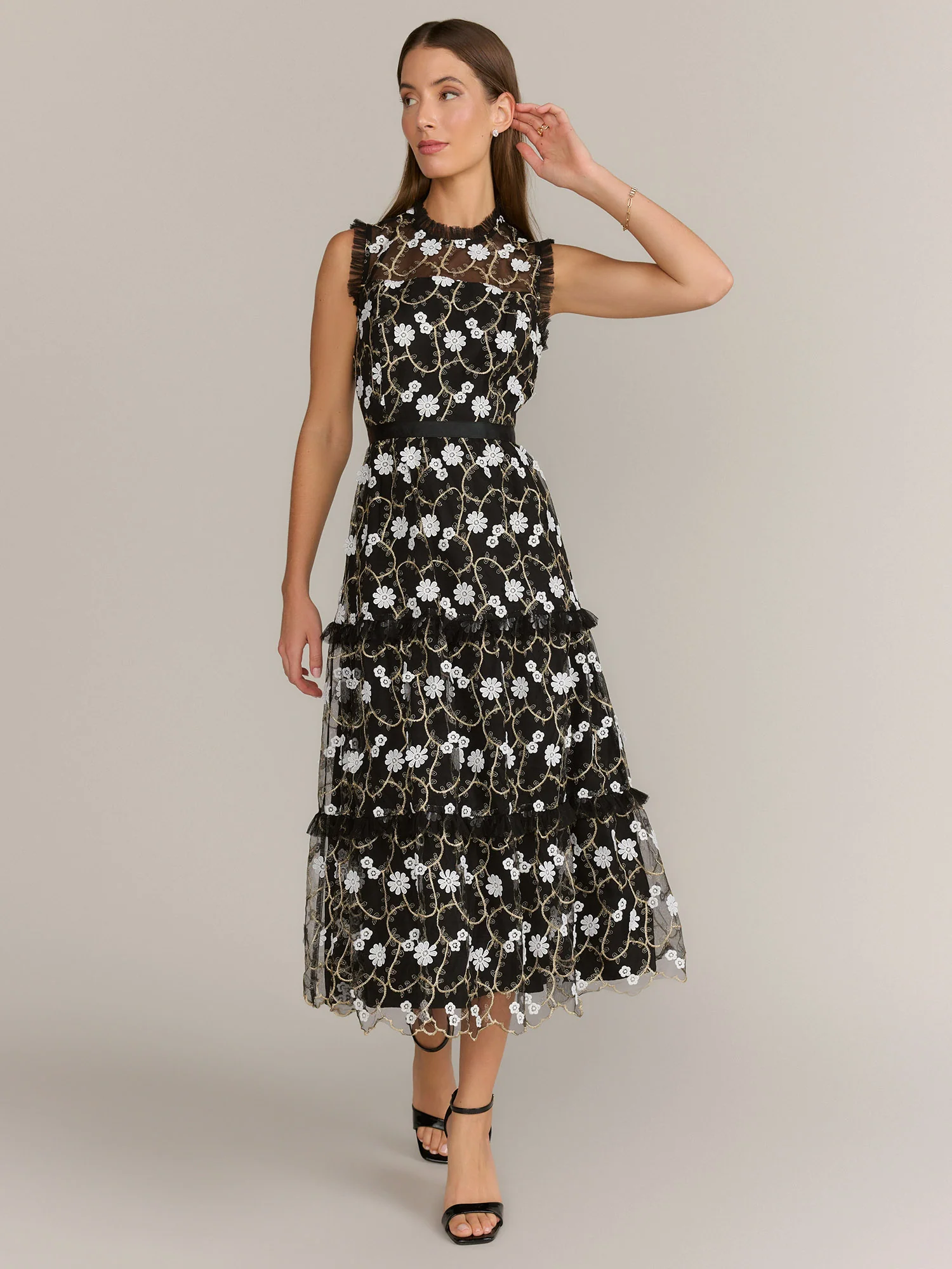 Just Me Sleeveless Floral Midi Dress - Brands We Love - Image 2