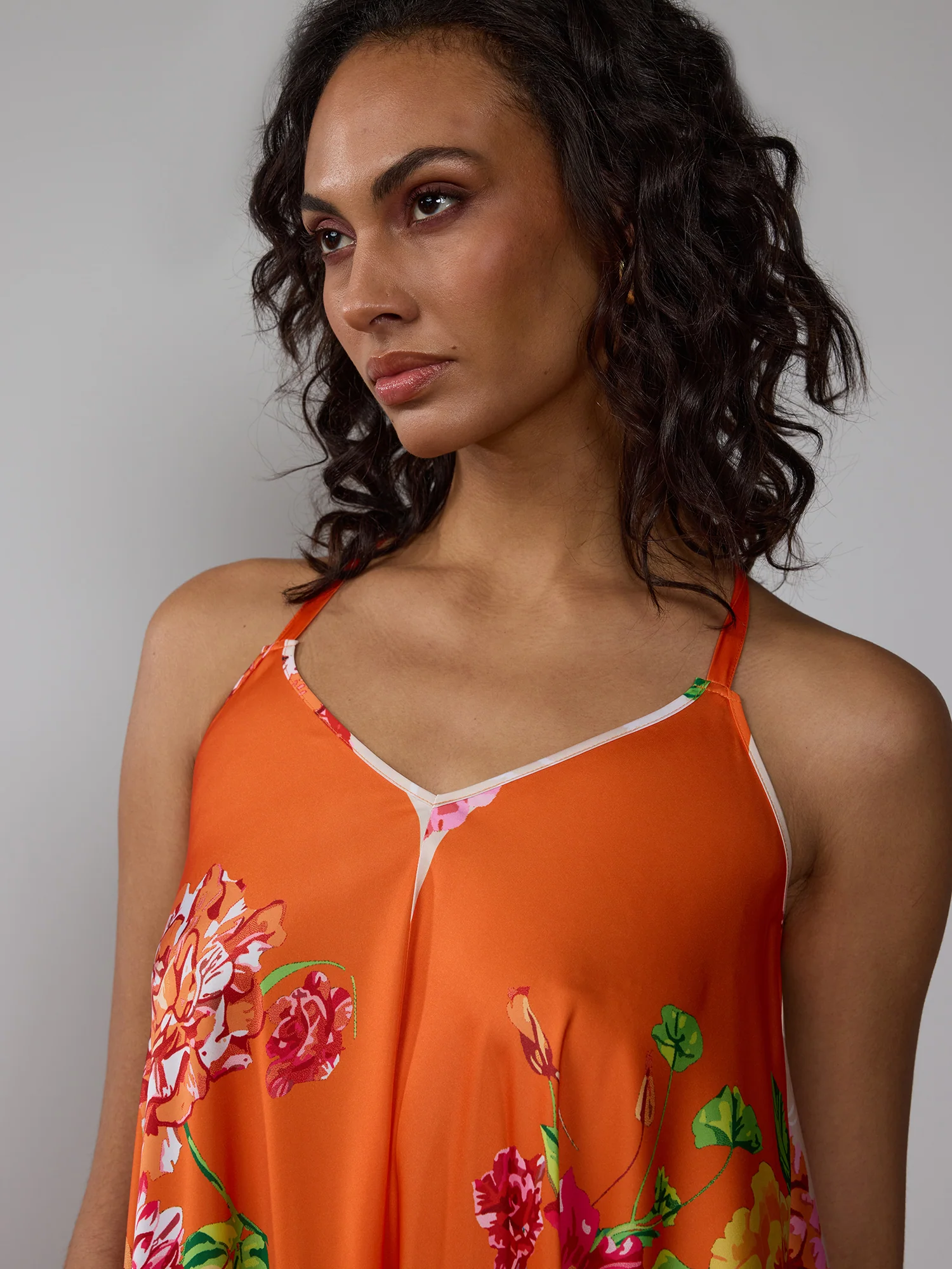 Floral Hanky Hem Slip Midi Dress - Image 4