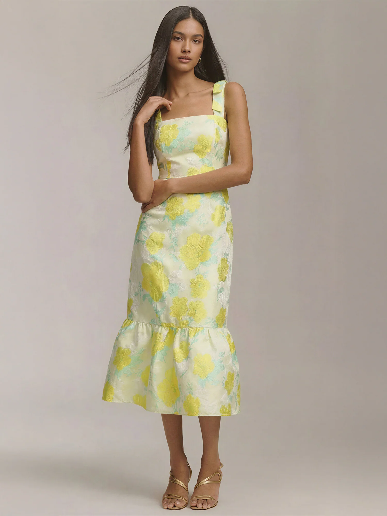 Floral Jacquard Midi Dress
