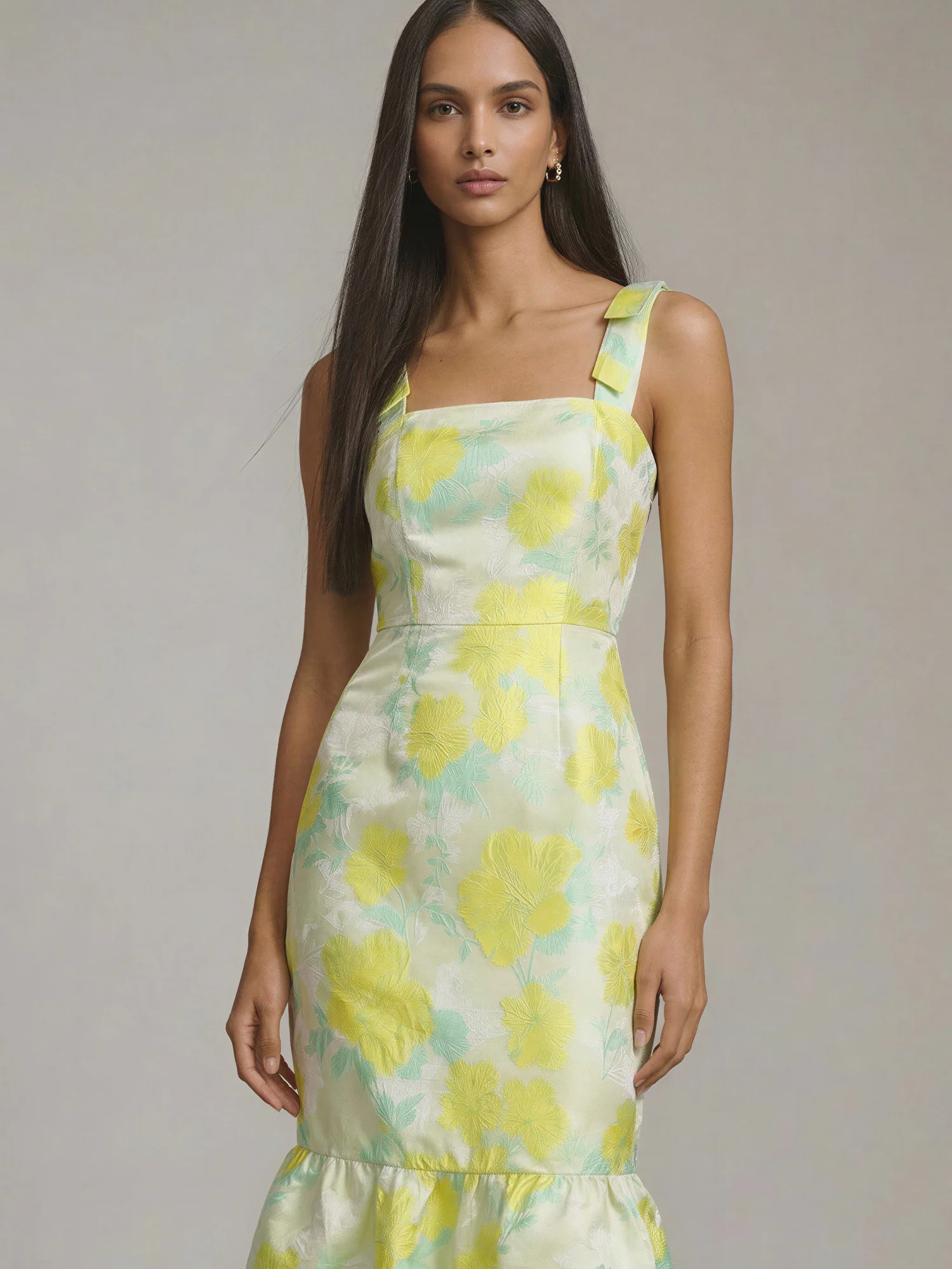 Floral Jacquard Midi Dress - Image 2