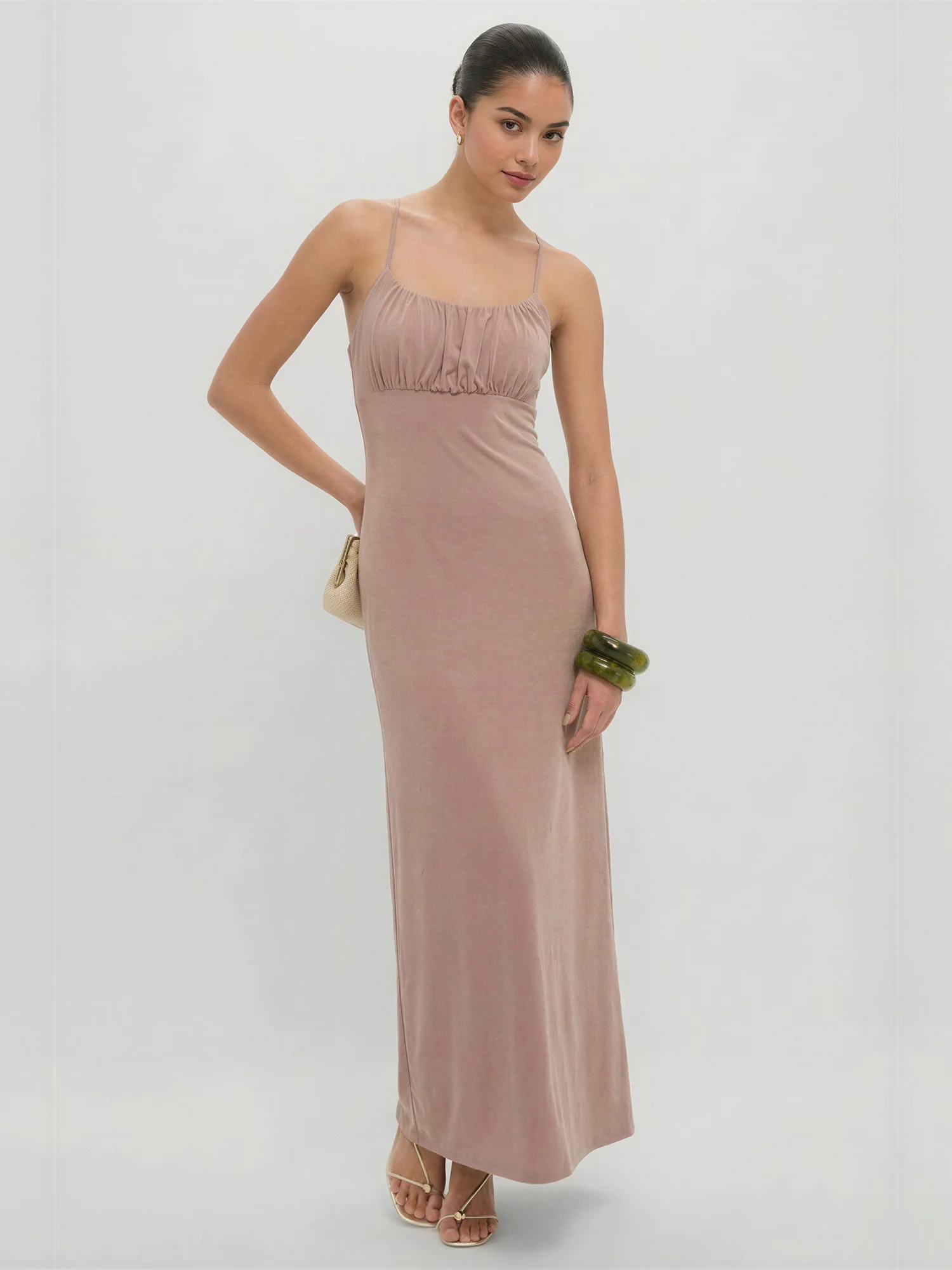 Sleeveless Halter Neck Jersey Maxi Dress