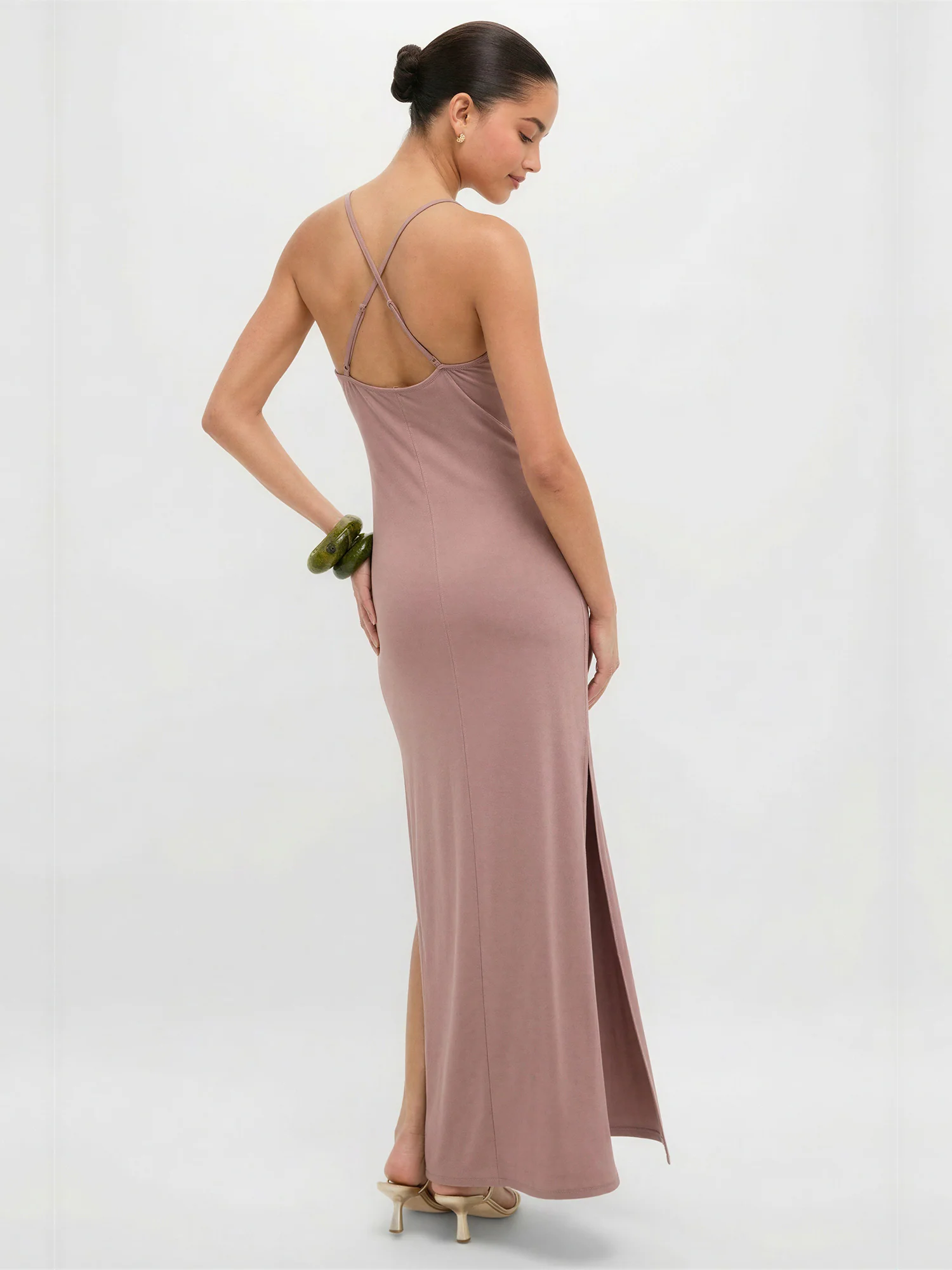 Sleeveless Halter Neck Jersey Maxi Dress - Image 4