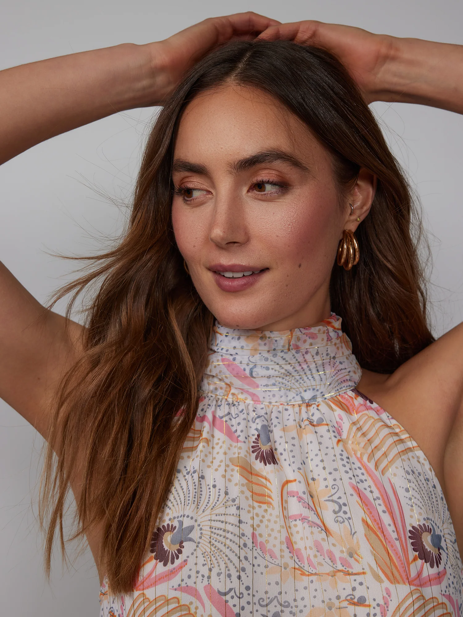 Halter Neck Tiered Lurex Paisley Midi Dress - Image 4