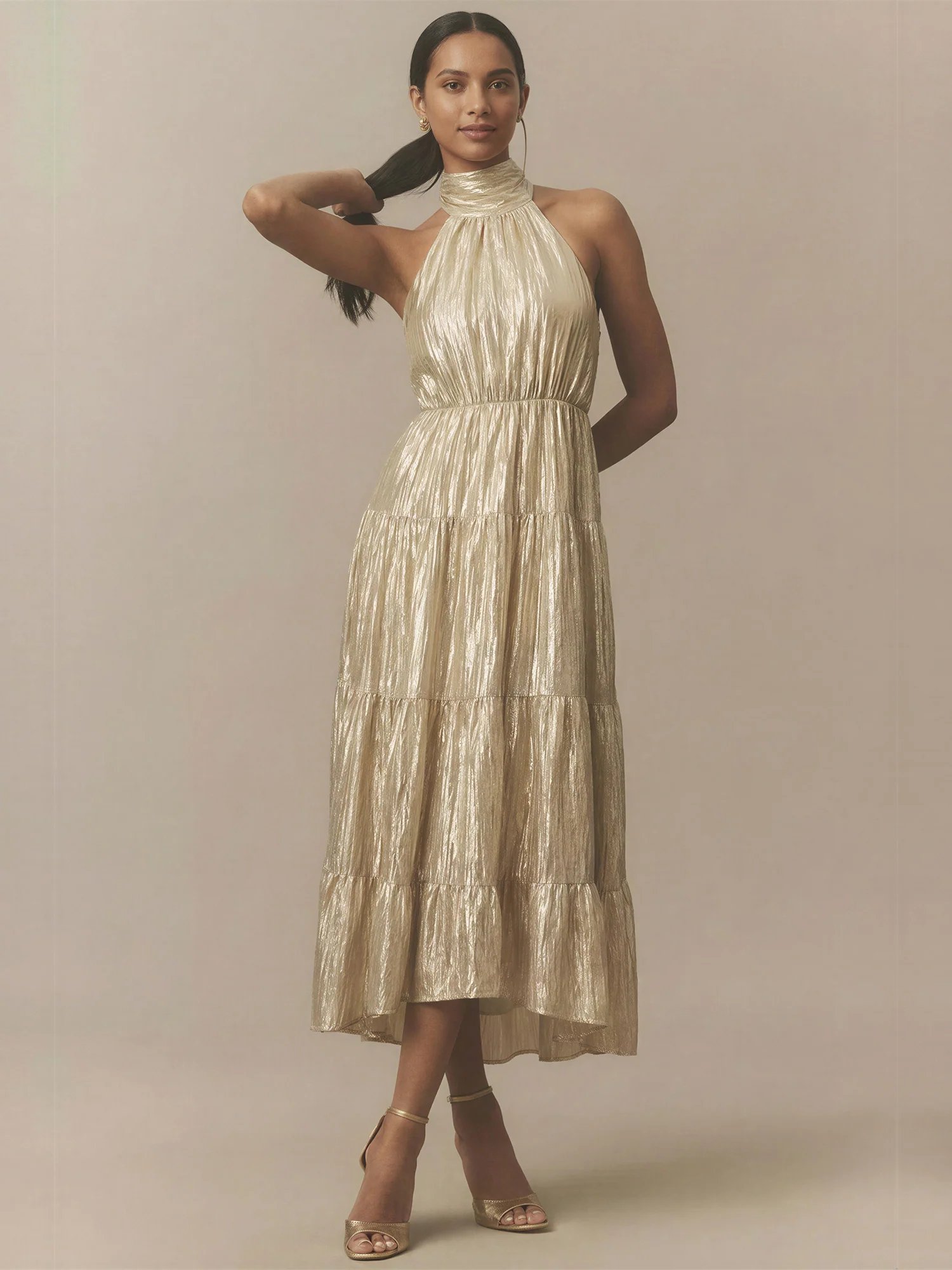 Halterneck Tiered Maxi Dress
