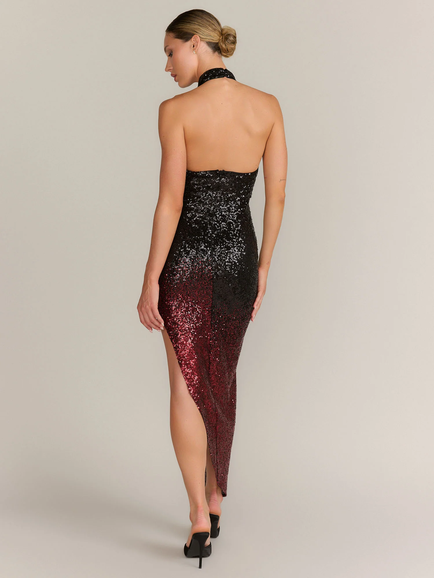 Do+Be Halter Neck Ombre Sequin Slit Gown - Brands We Love - Image 4