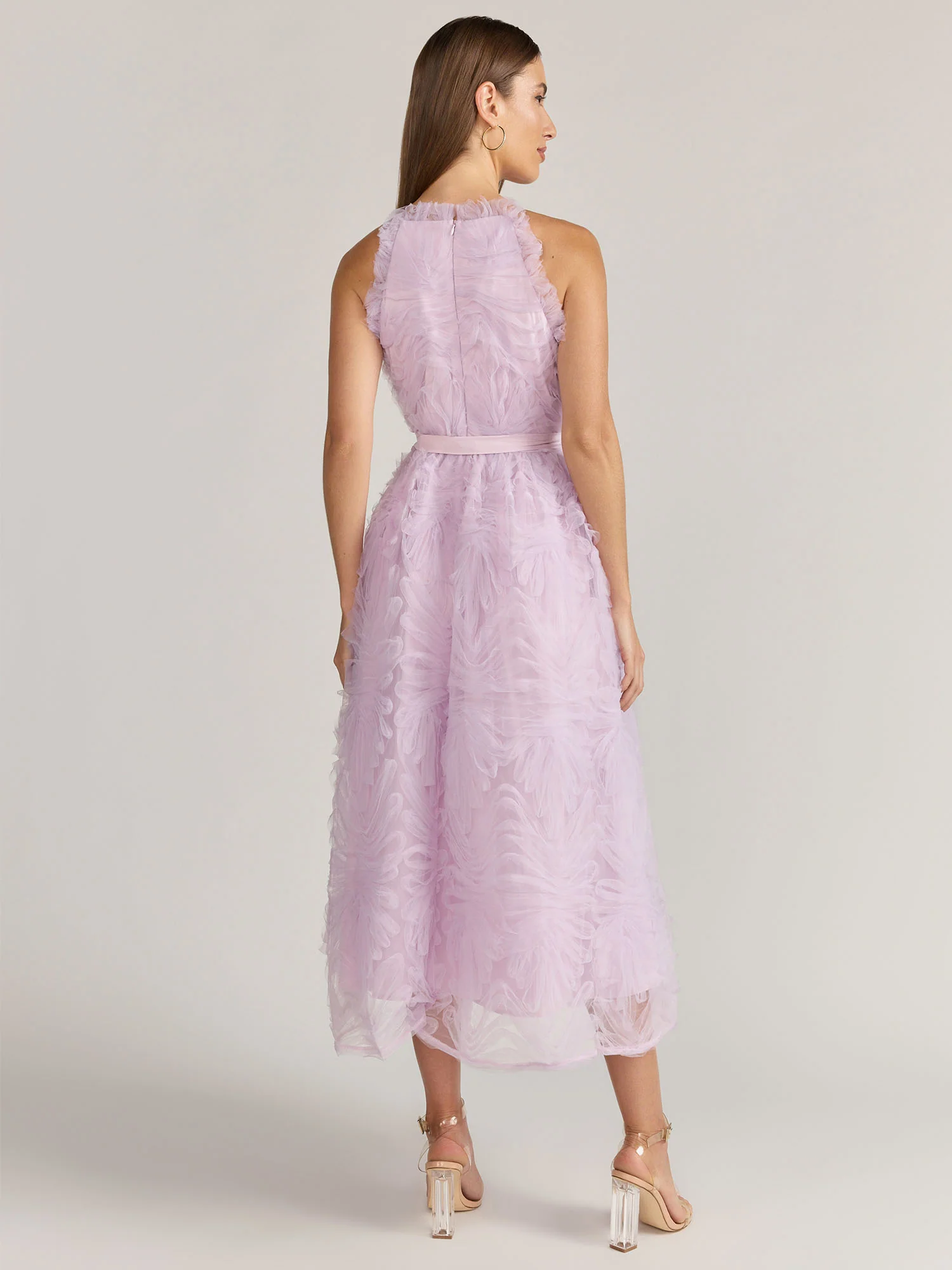 Just Me Sleeveless Pleated Mesh Gown - Brands We Love - Image 3