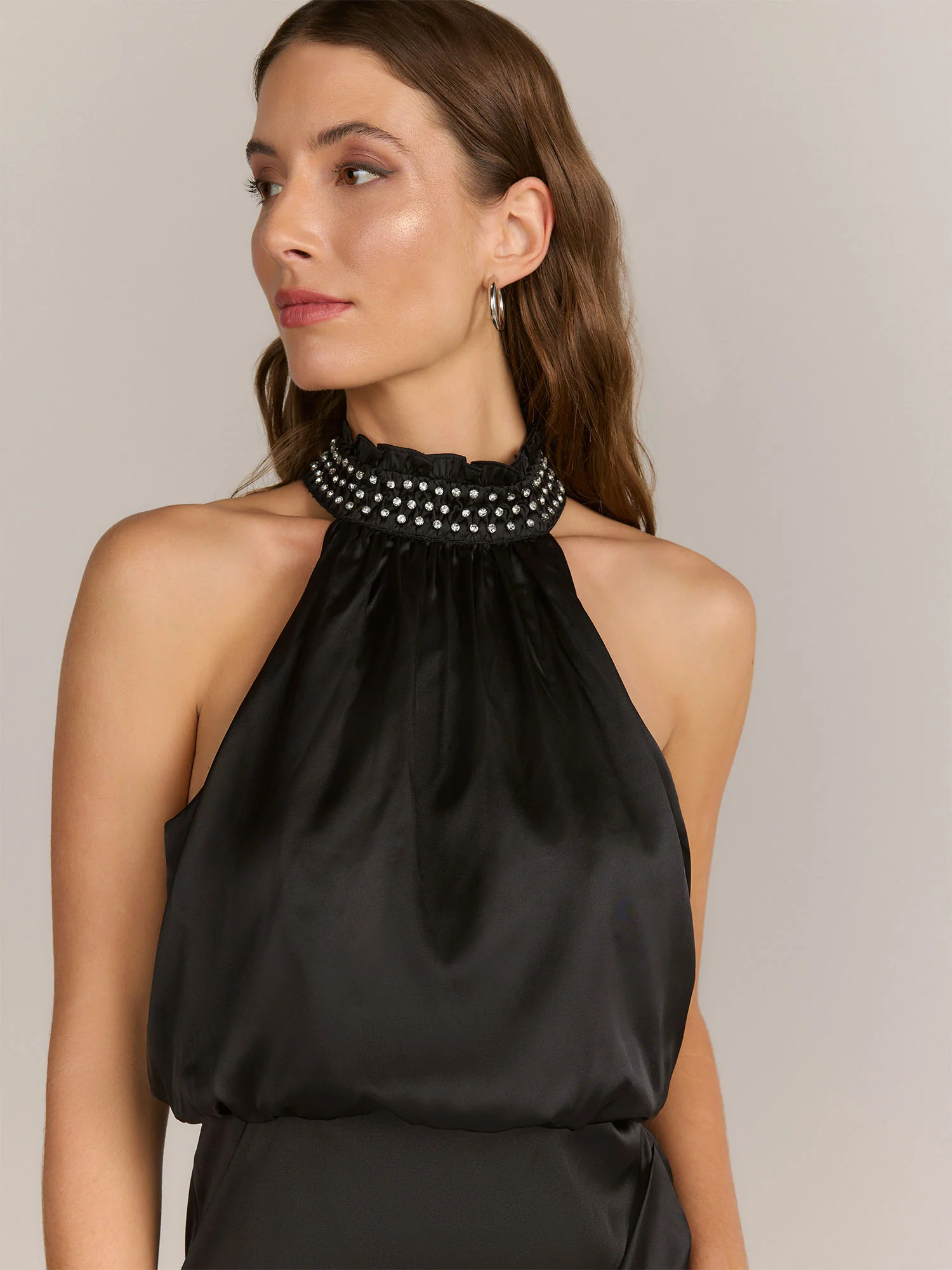 Do + Be Embellished Halter Wrap Midi Dress - Brands We Love - Image 2