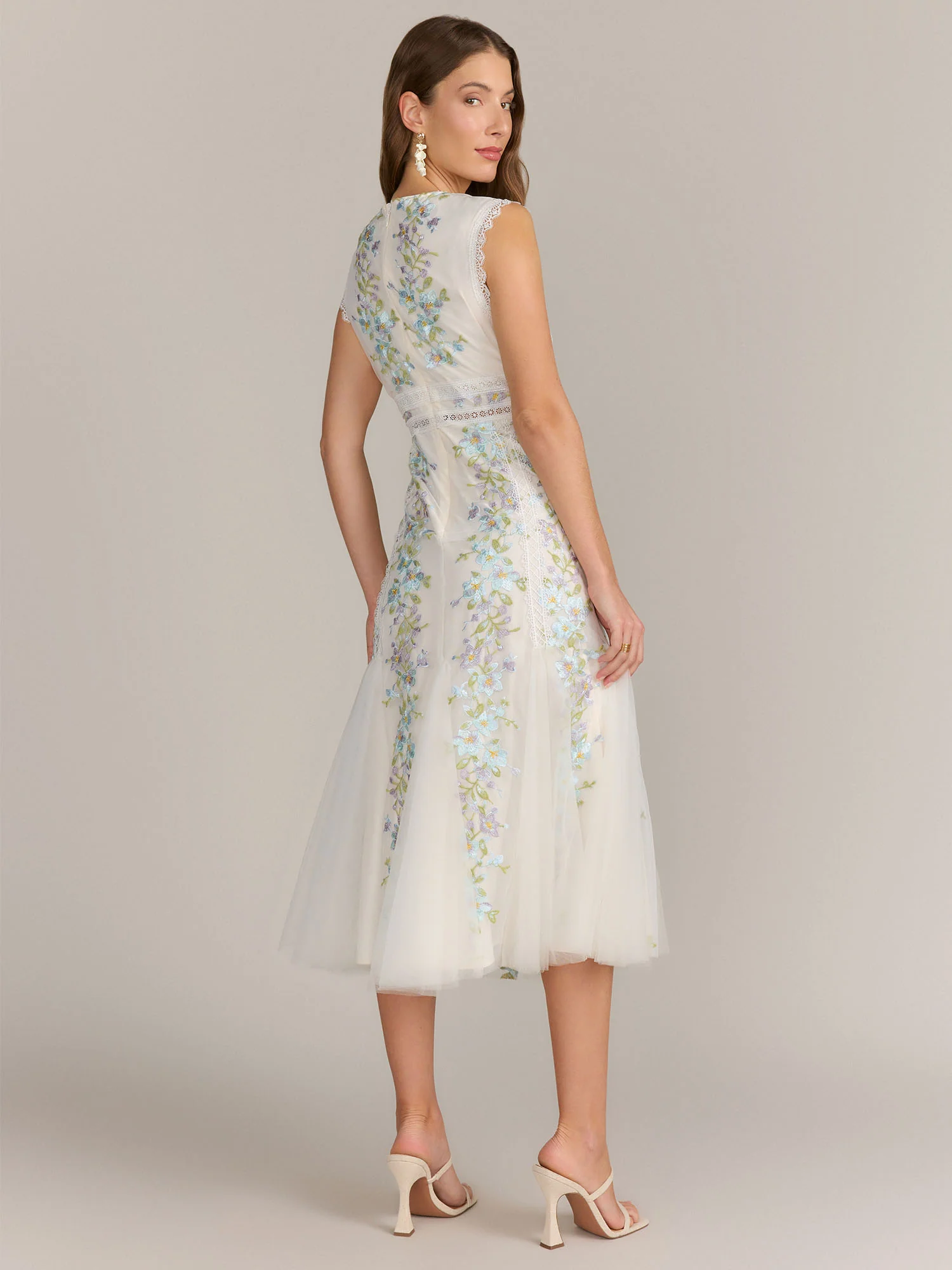 Just Me Sleeveless Mesh Floral Midi Dress - Brands We Love - Image 3
