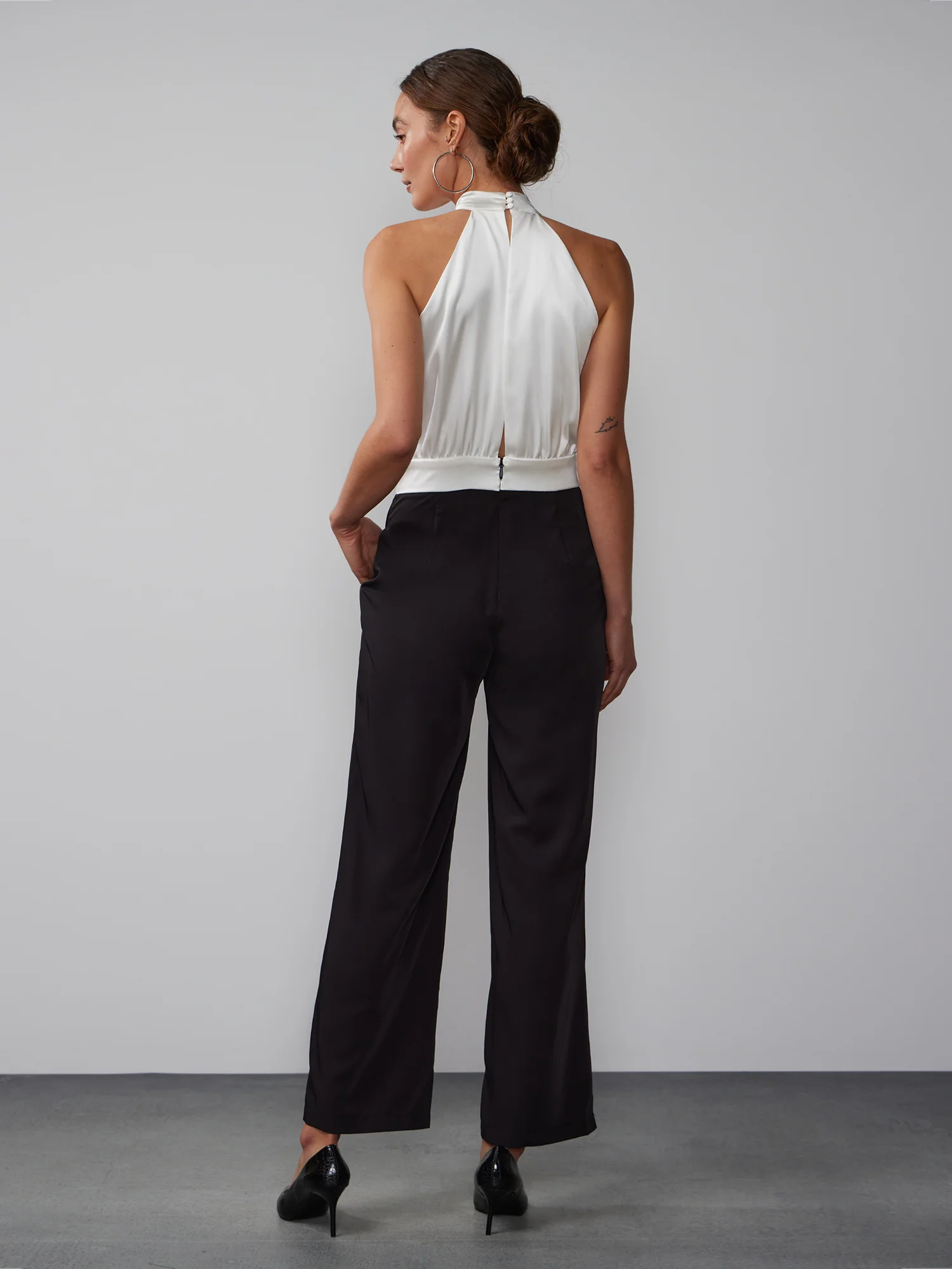 Sleeveless Satin Rosette Jumpsuit - Image 3