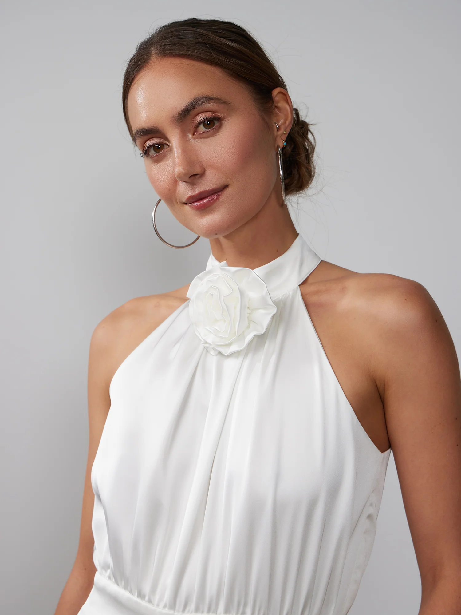 Sleeveless Satin Rosette Jumpsuit - Image 4