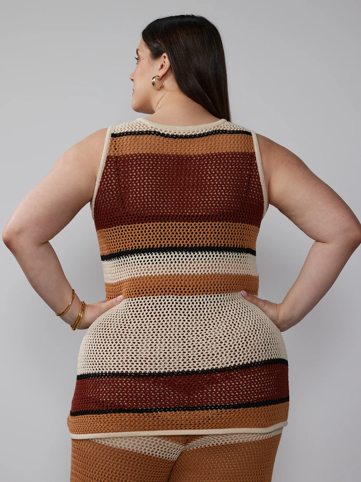 Plus Open Stitch Stripe Sweater Tunic - Image 3