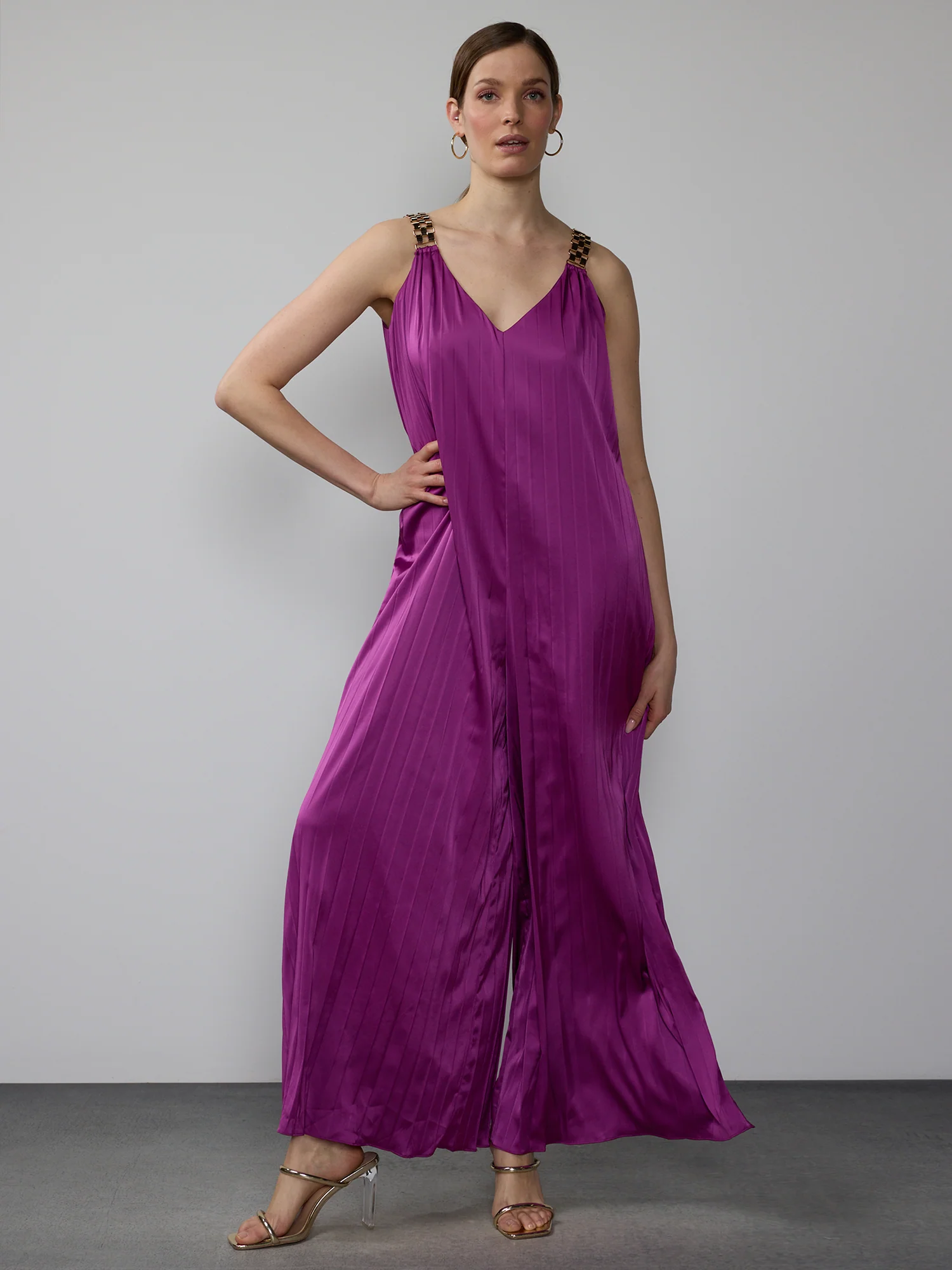 Sleeveless Pleated Plisse Jumpsuit