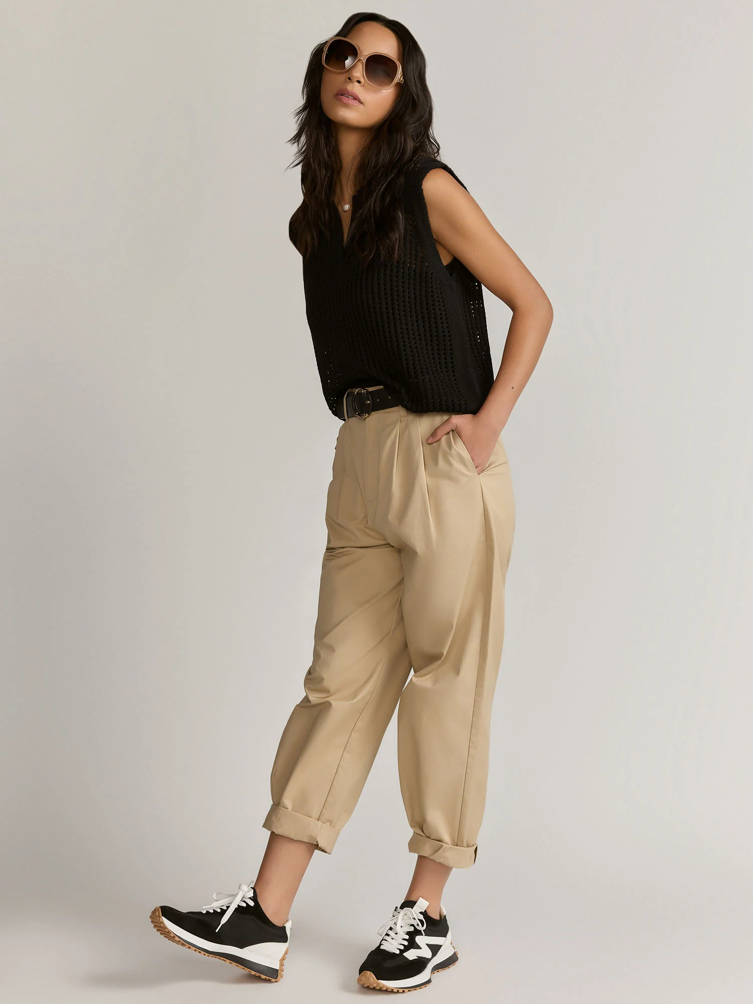 Pointelle V-Neck Polo - Crescent - Image 2