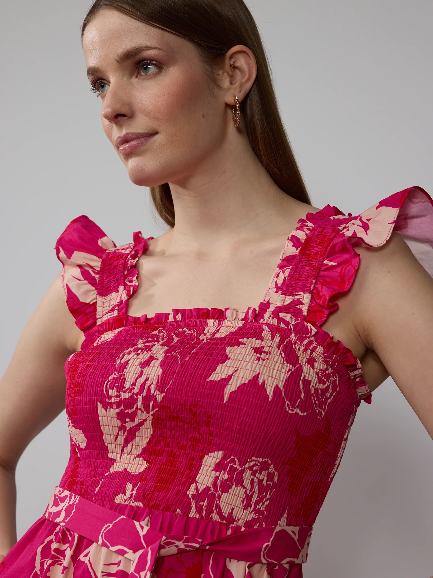 Sleeveless Belted Floral Midi Dress - Image 4