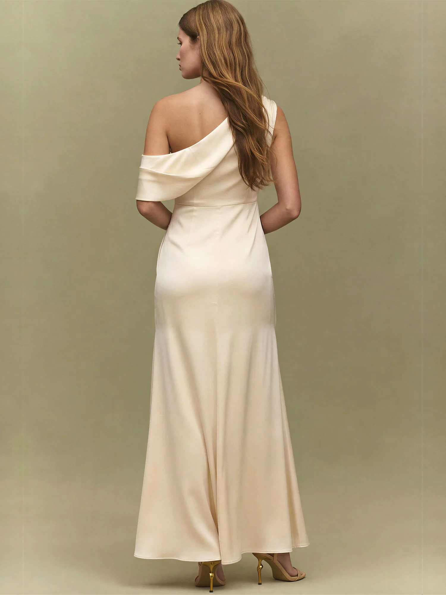 Sleeveless Ruched Satin Bodycon Gown - Image 4