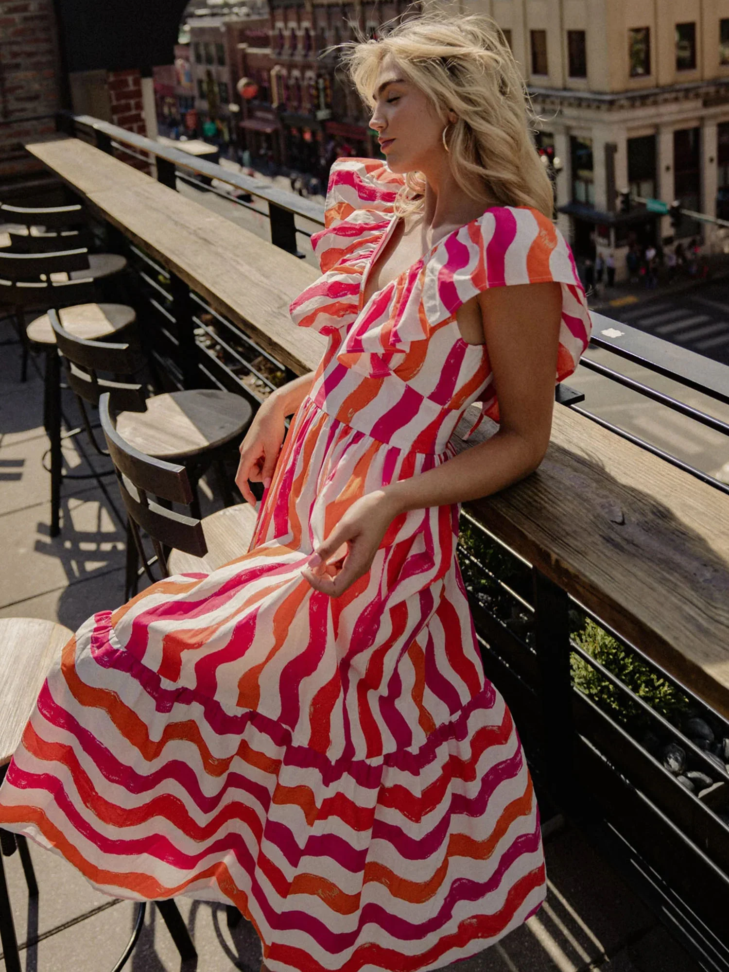 Flying Tomato Ruffle Sleeve Striped Dress - Brands We Love - Image 2