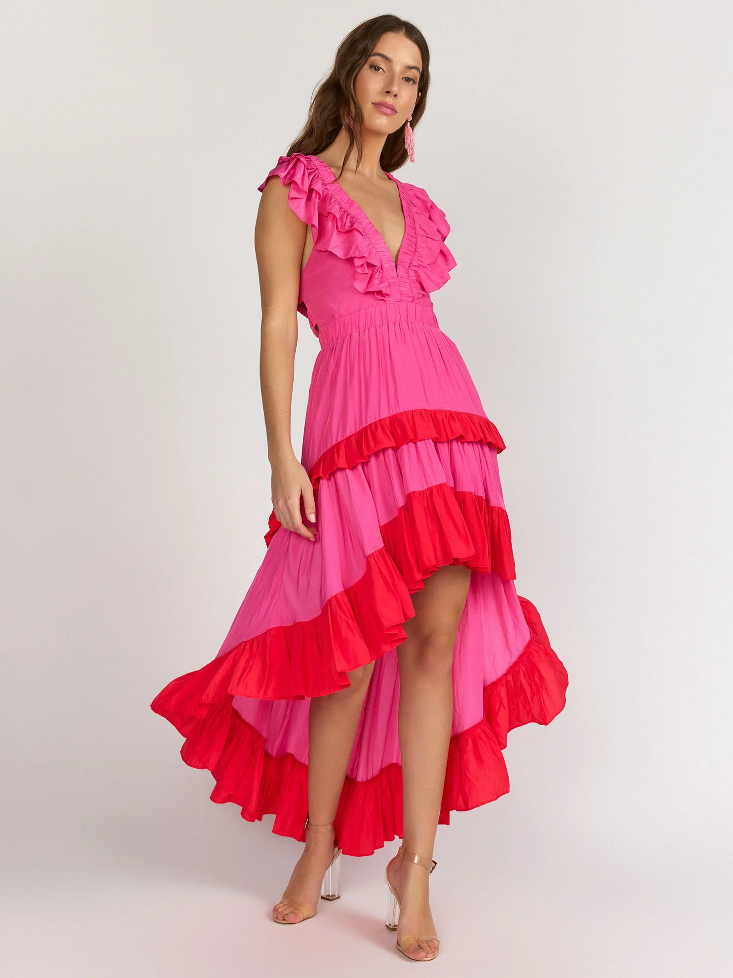 Do + Be Sleeveless Ruffle Tiered Pleated Asymmetric Dress - Brands We Love