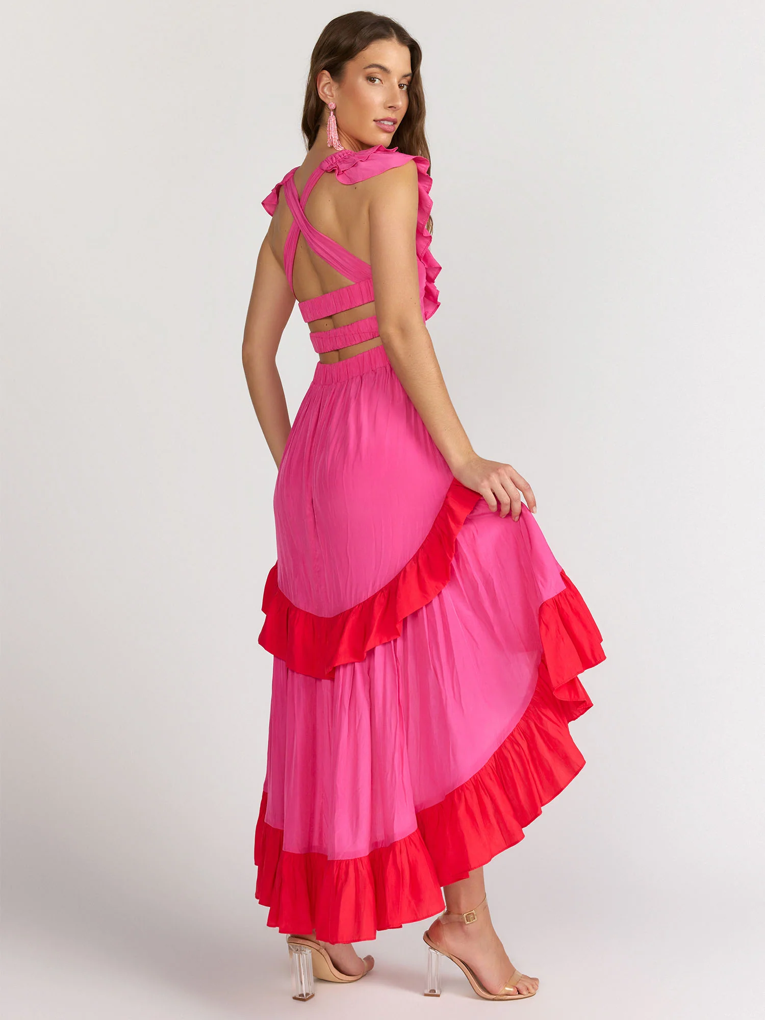 Do + Be Sleeveless Ruffle Tiered Pleated Asymmetric Dress - Brands We Love - Image 2