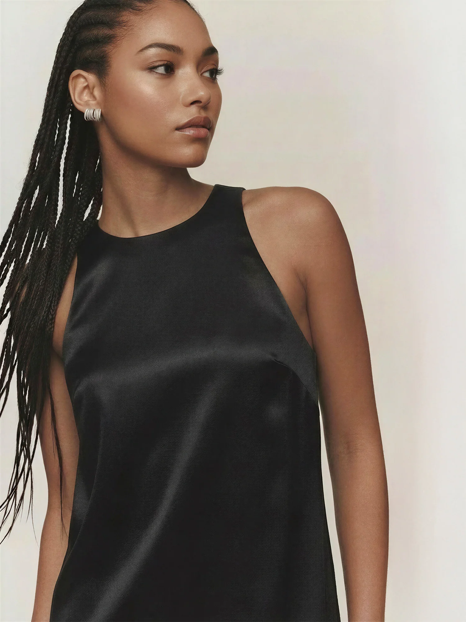Satin Shine Front Pocket Shift Dress - Image 3