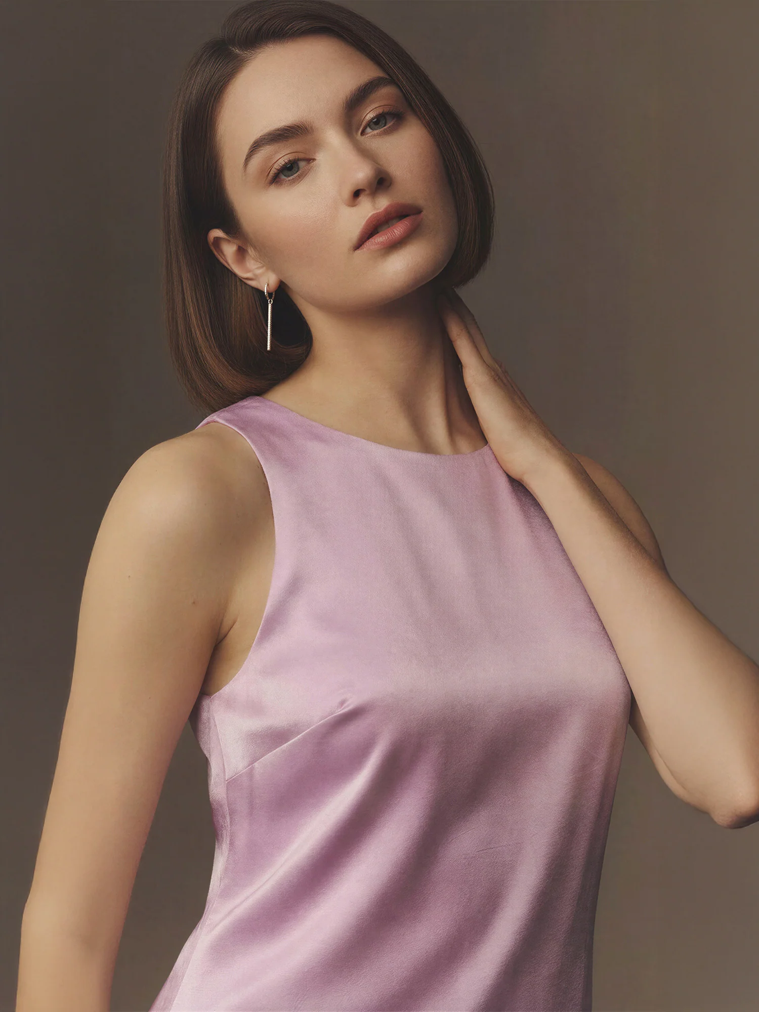 Satin Shine Front Pocket Shift Dress - Image 8