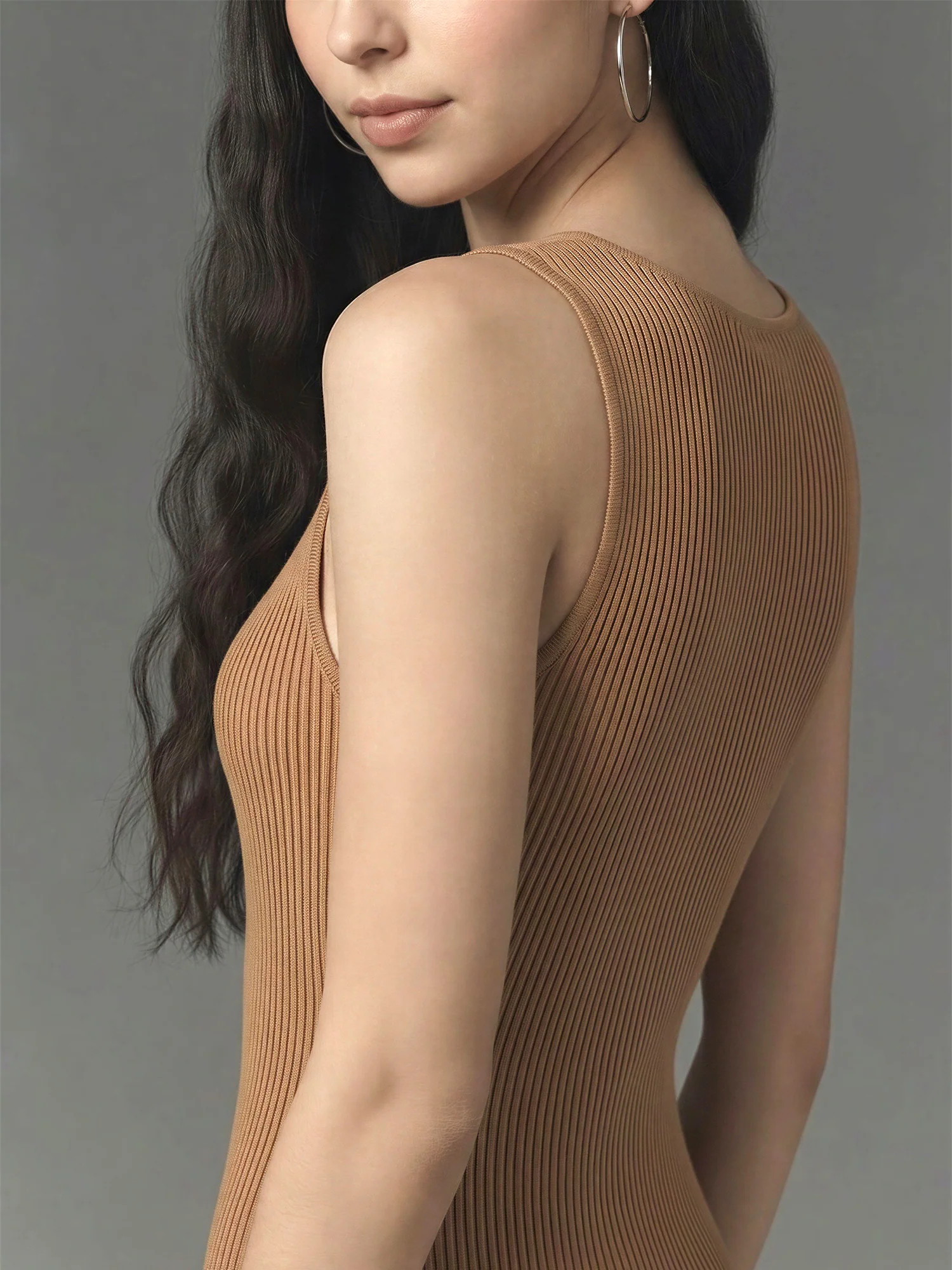 Sleeveless sculpt Rib Knit Bodycon Mini Dress - Image 6