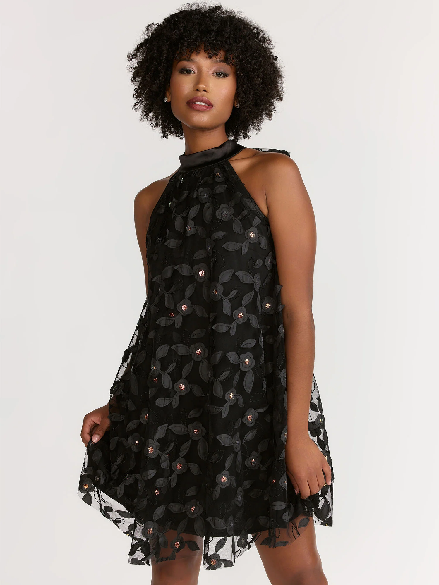 Lena Sequin Floral Applique Dress - Brands We Love