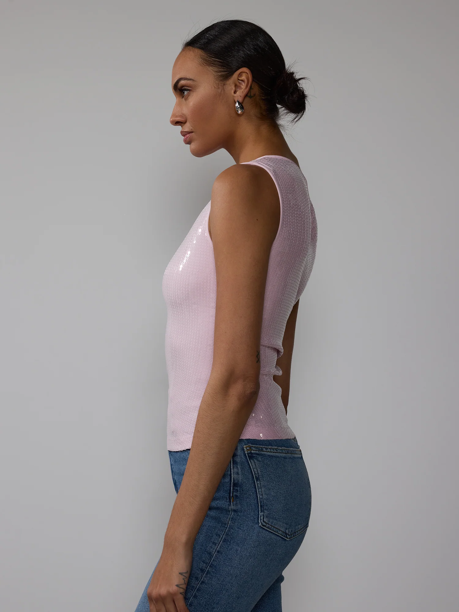 Sequin Ruched Tank Top - Image 2
