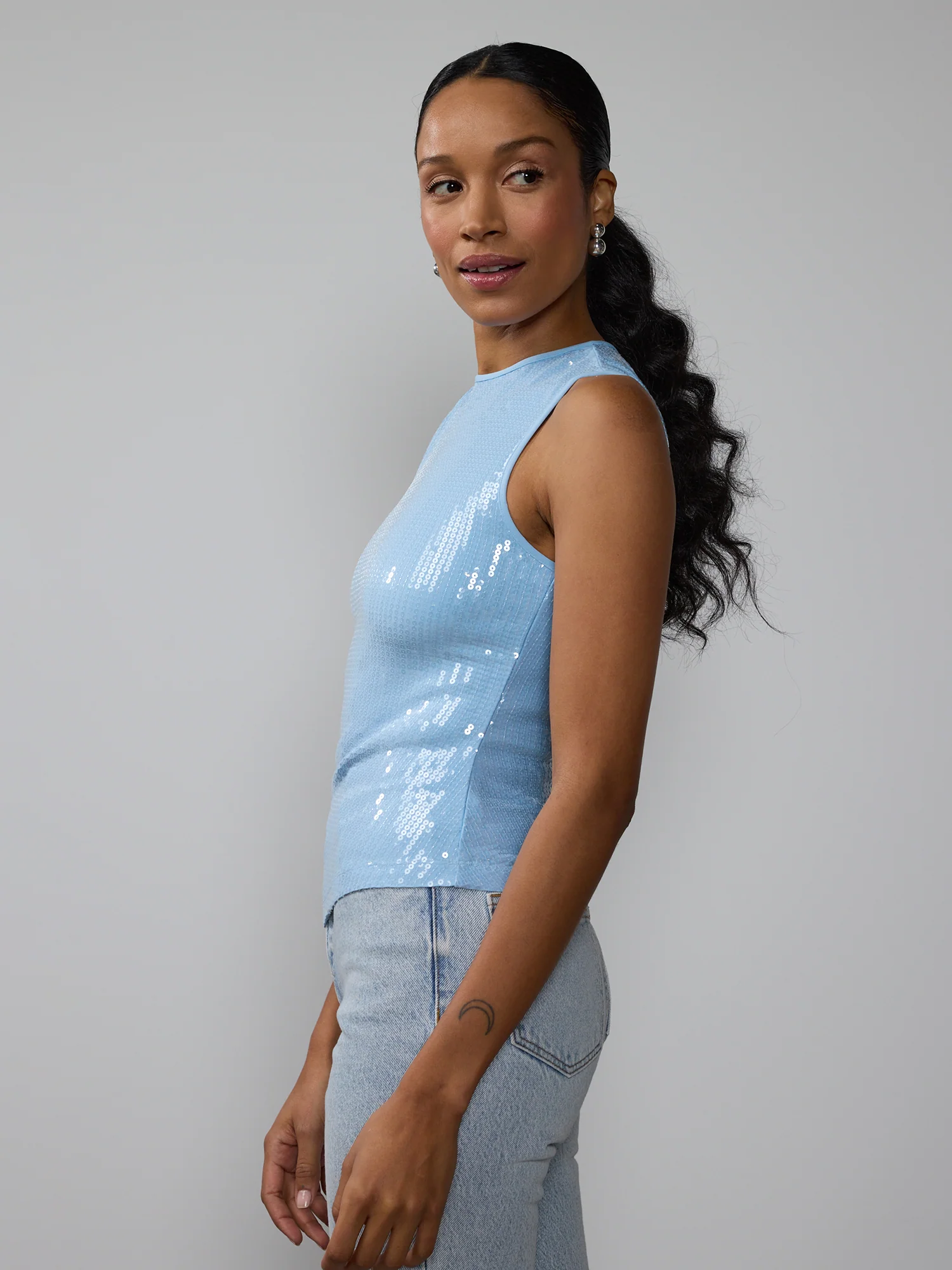 Sequin Ruched Tank Top - Image 7
