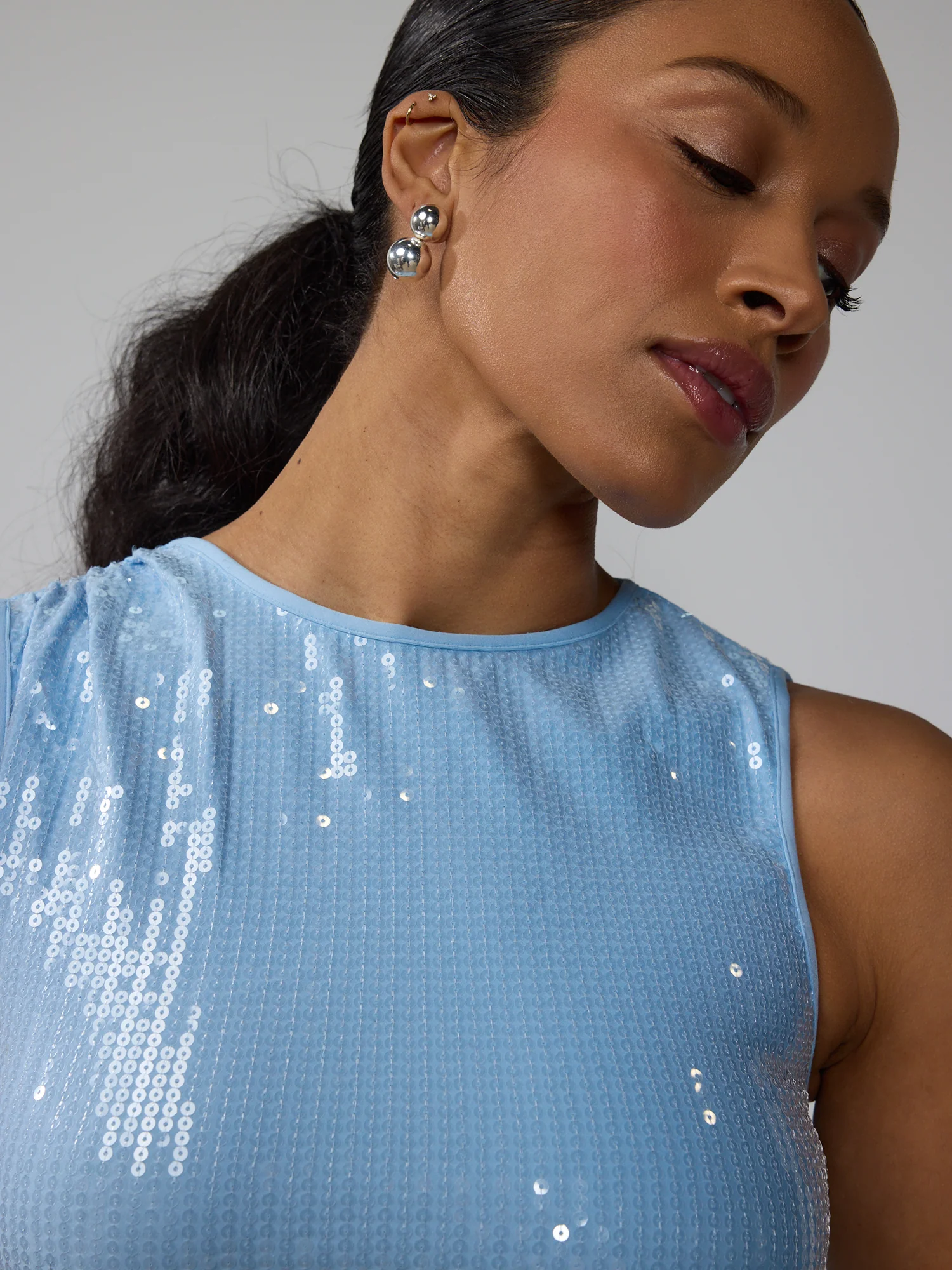 Sequin Ruched Tank Top - Image 9