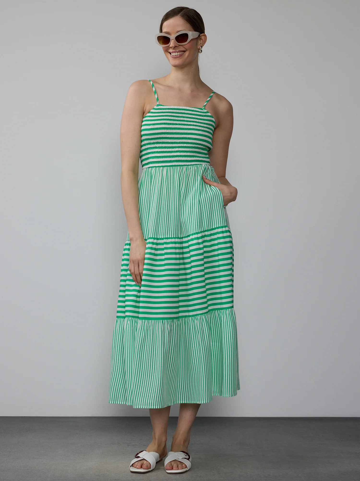 Sleeveless Smock Striped Maxi Dress - Image 5