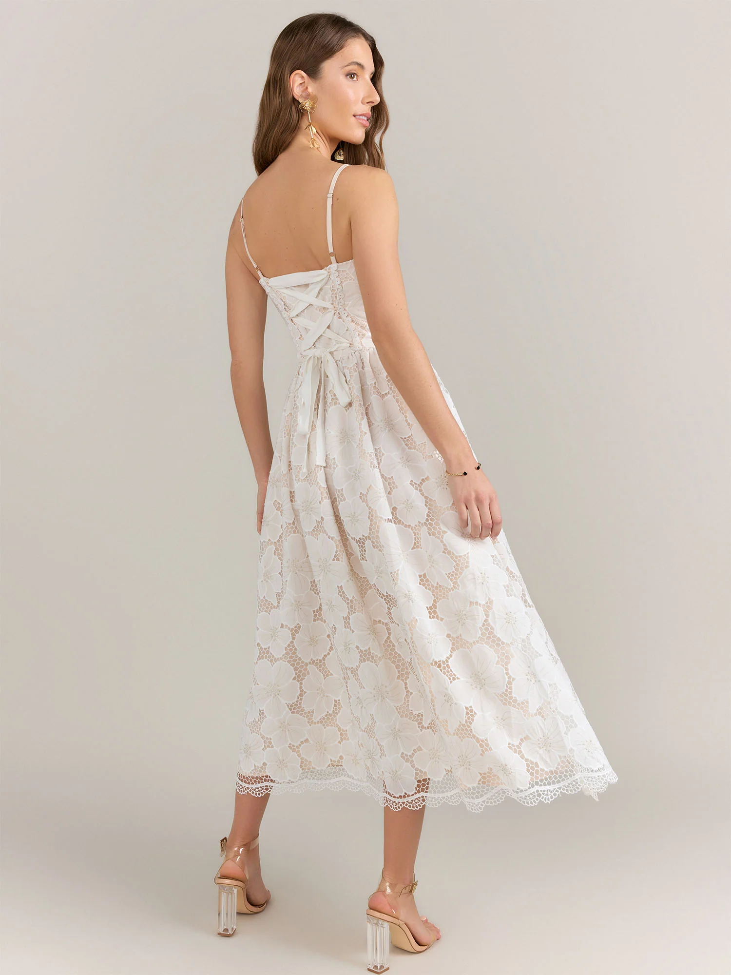 Just Me Metallic Floral Lattice Back Spaghetti Dress - Brands We Love - Image 2