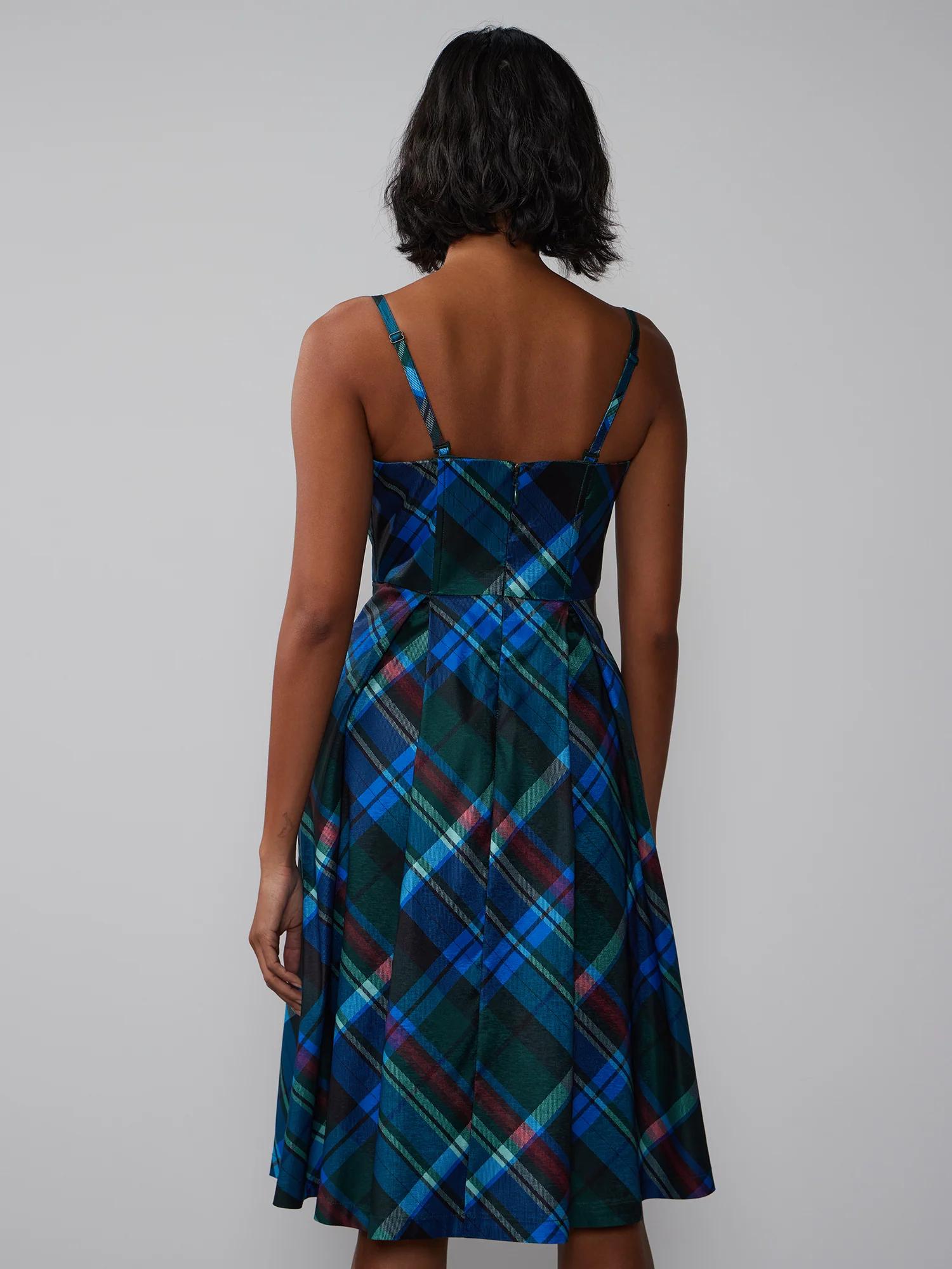 Spaghetti Strap Plaid Tafetta Dress - Image 3
