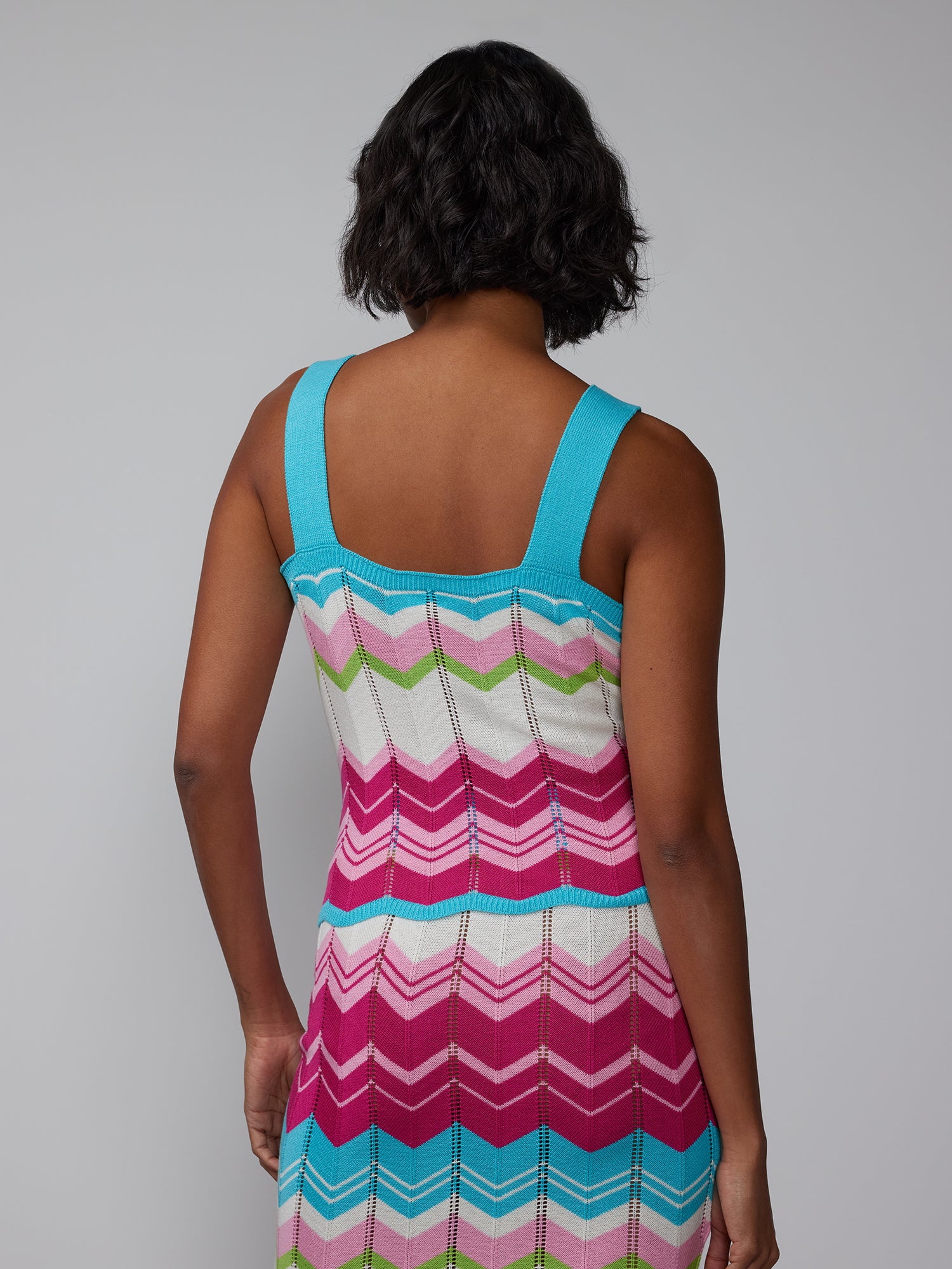 Sleeveless Square Neck Chevron Sweater Tank Top - Image 3