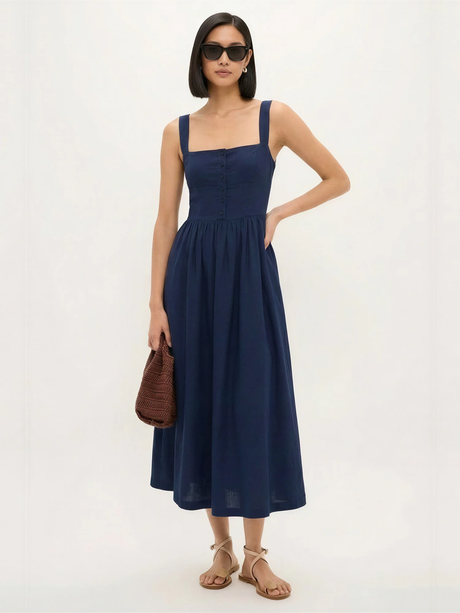 Square Neck Fit And Flare Midi Dress - Image 5