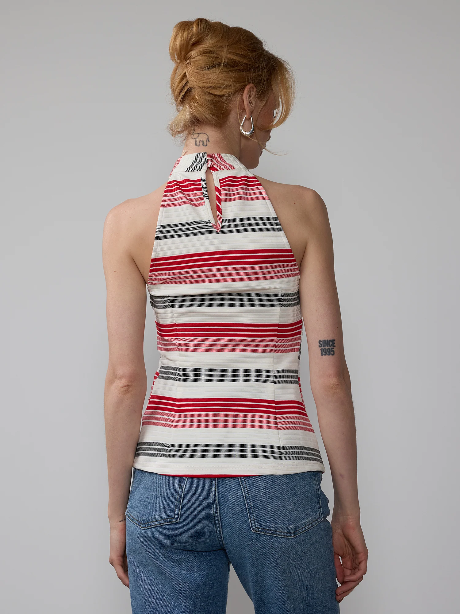 Striped Ribbed Halter Tank Top - Image 13