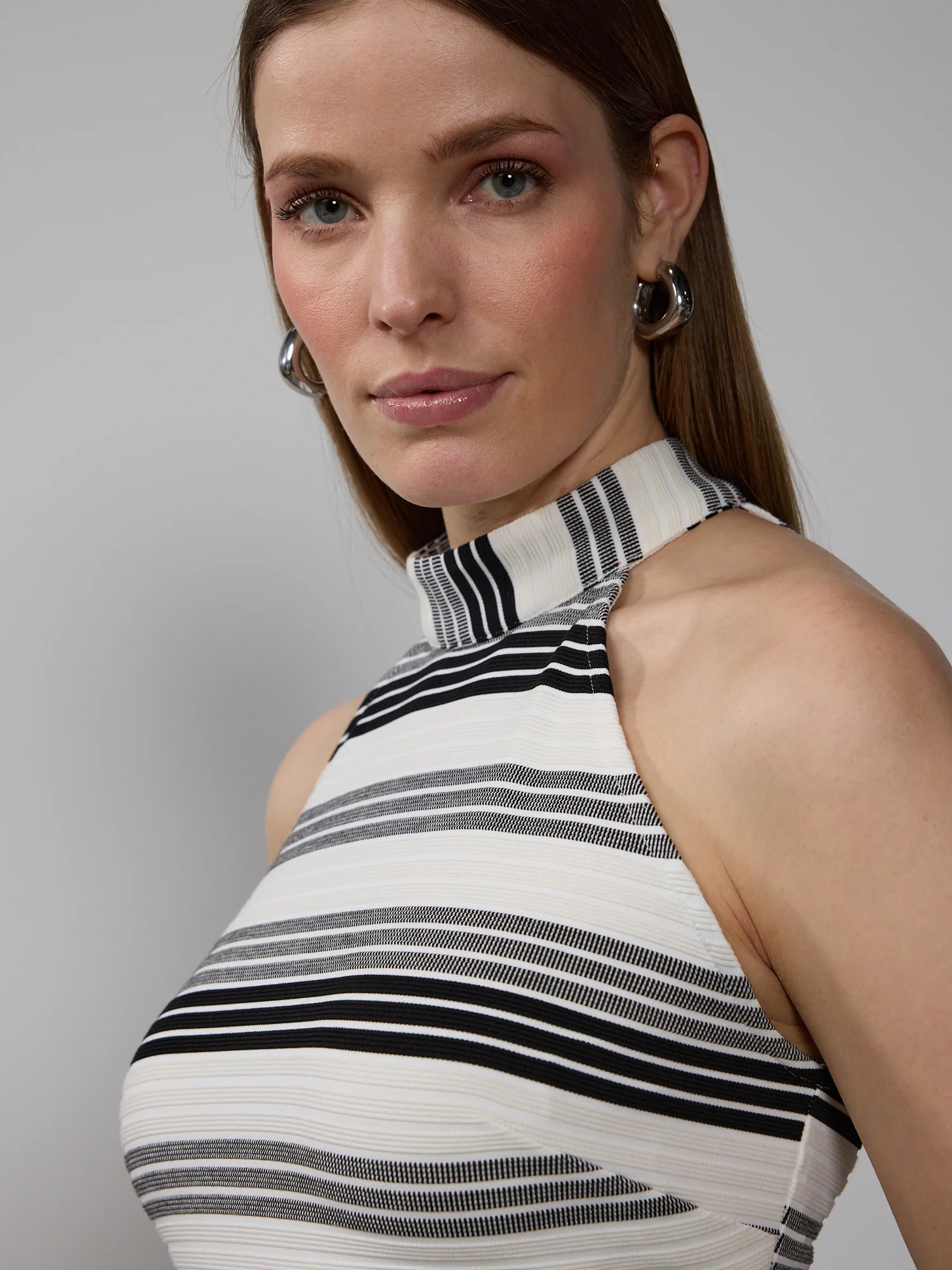 Striped Ribbed Halter Tank Top - Image 4