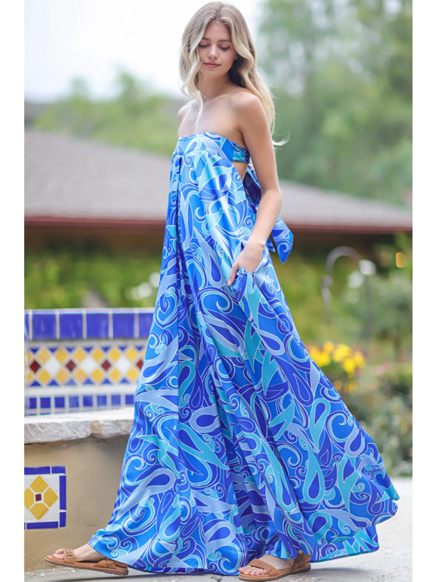 Aakaa Strapless Blue Swirl Jumpsuit - Brands We Love - Image 5