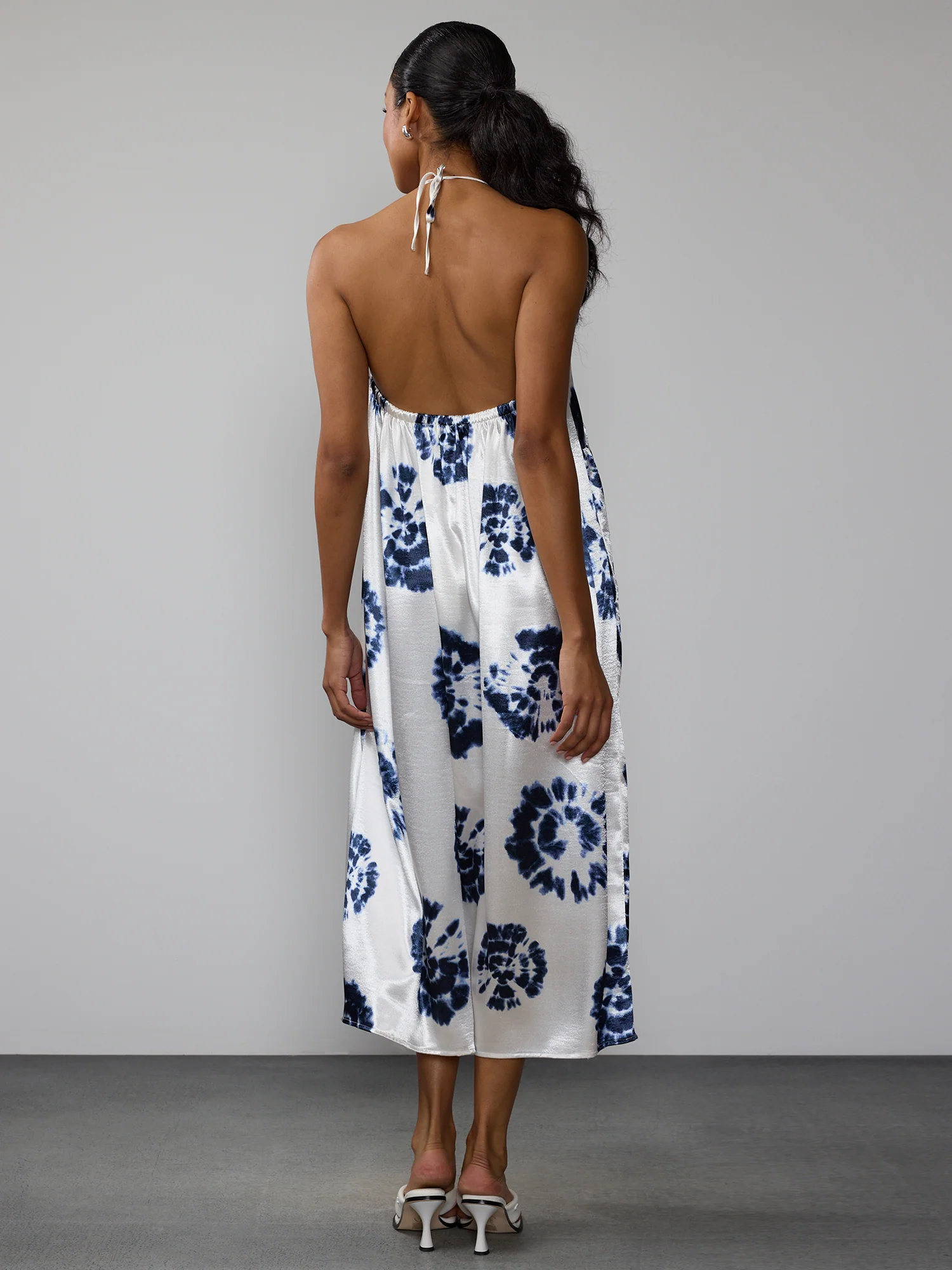 Sleeveless Tie Dye Print Satin Slip Dress - Image 3