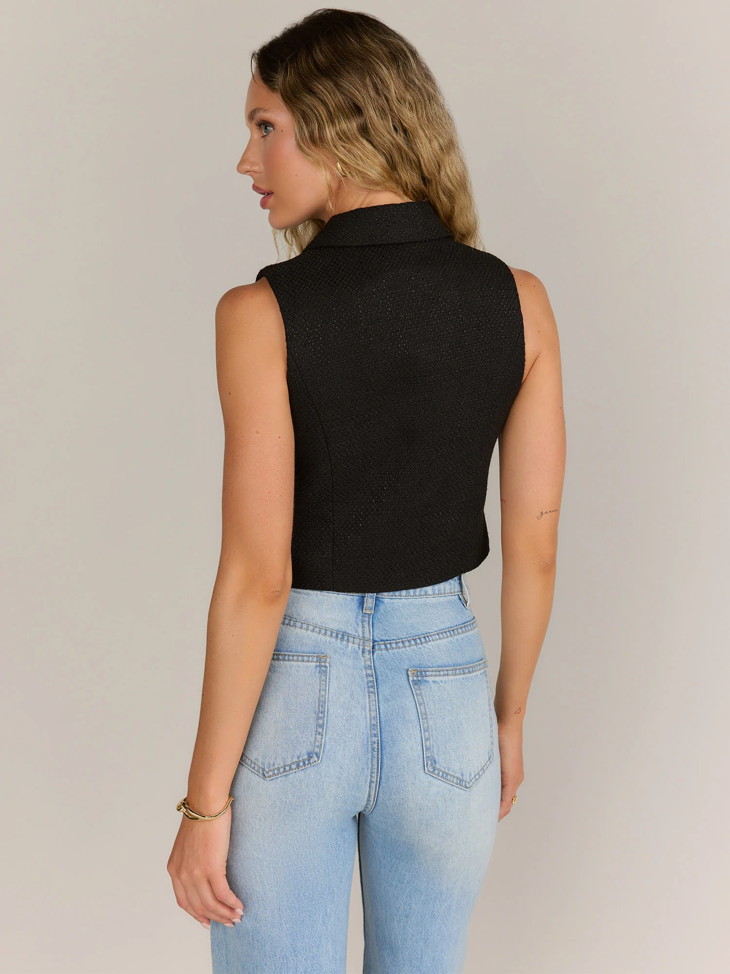 Grey Lab Sleeveless Notch Lapel Tweed Vest - Brands We Love - Image 4