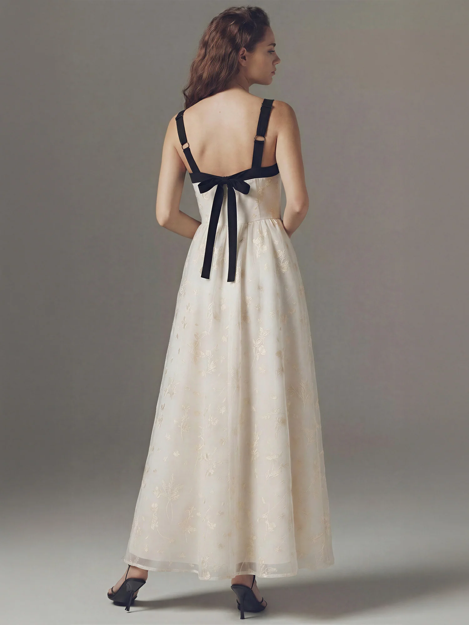 V Neck Contrast Floral Midi Dress - Image 4