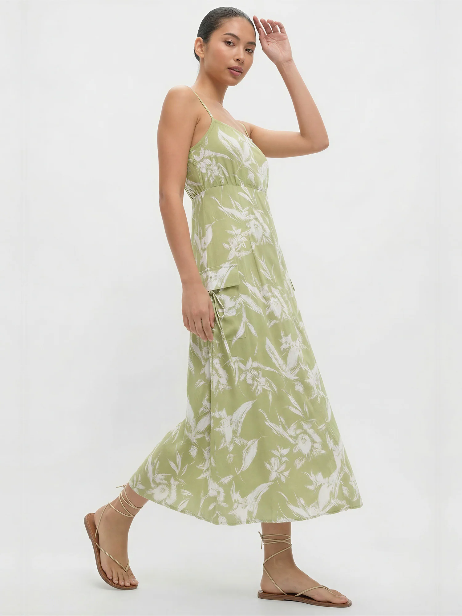 Sleeveles Tropical Floral Midi Dress - Image 11